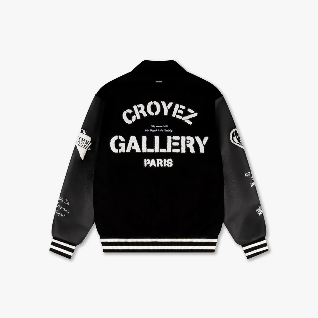 Croyez Artwork Varsity Jacket | Black - Image 2