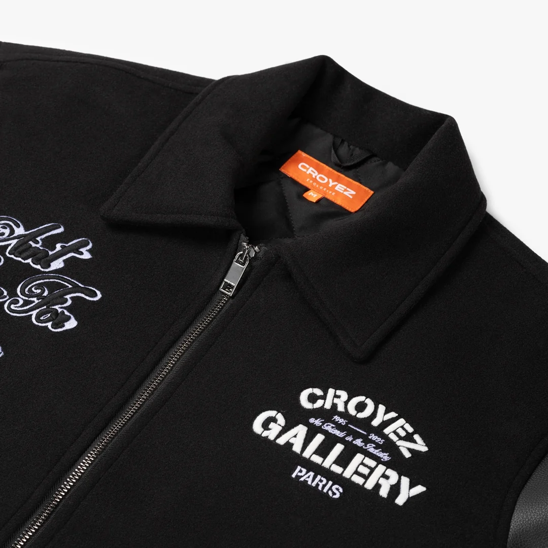 Croyez Artwork Varsity Jacket | Black - Image 7