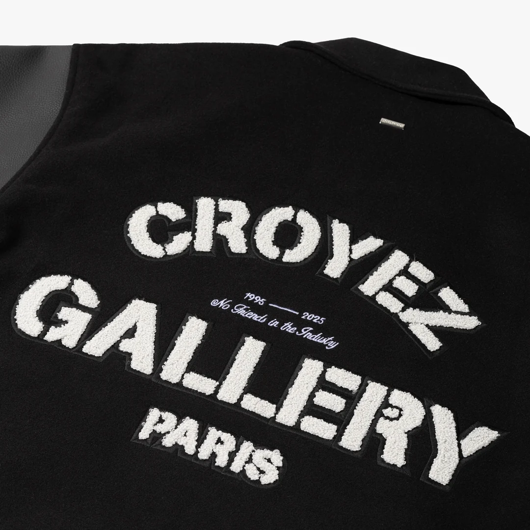 Croyez Artwork Varsity Jacket | Black - Image 8
