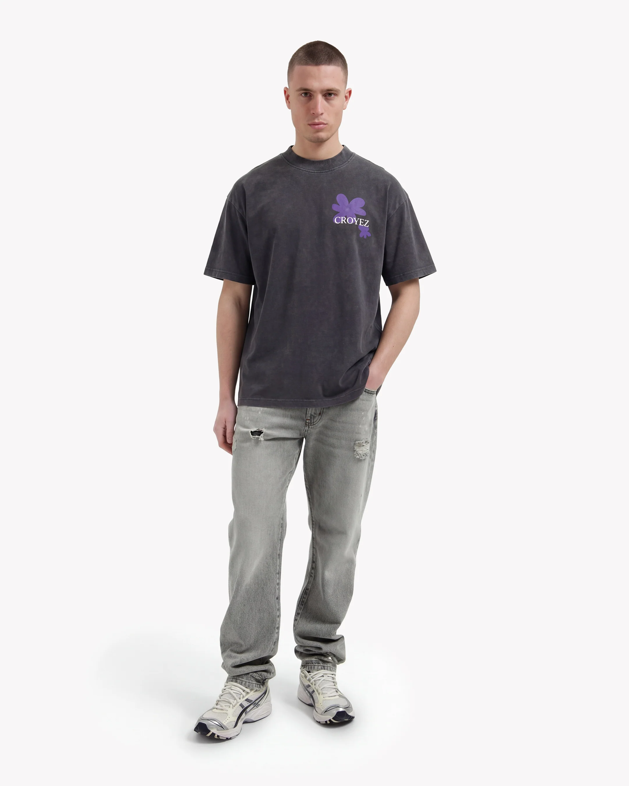 Croyez Botanique T-Shirt | Acid Wash/Dark Purple - Image 5
