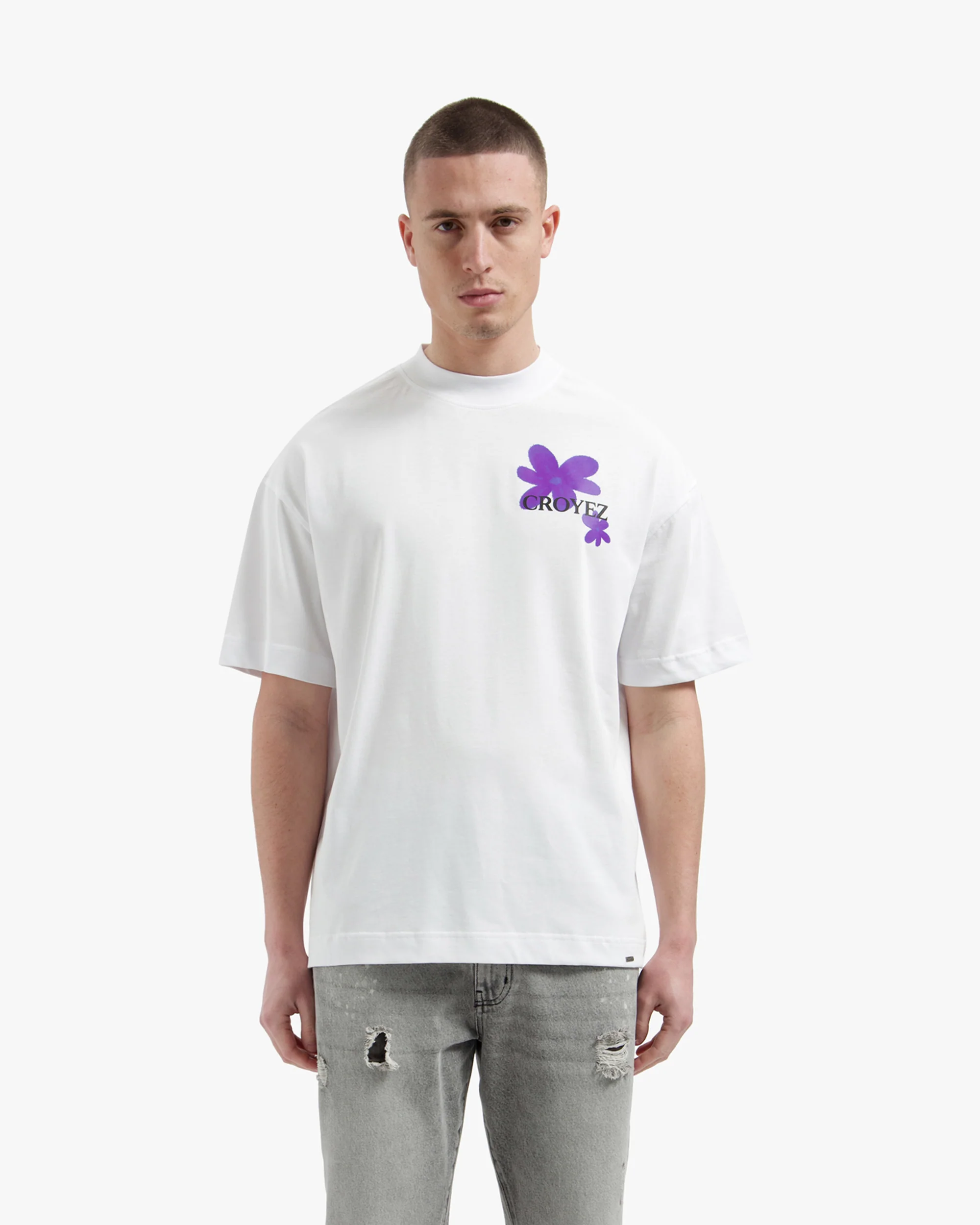 Croyez Botanique T-Shirt | White/Dark Purple - Image 3