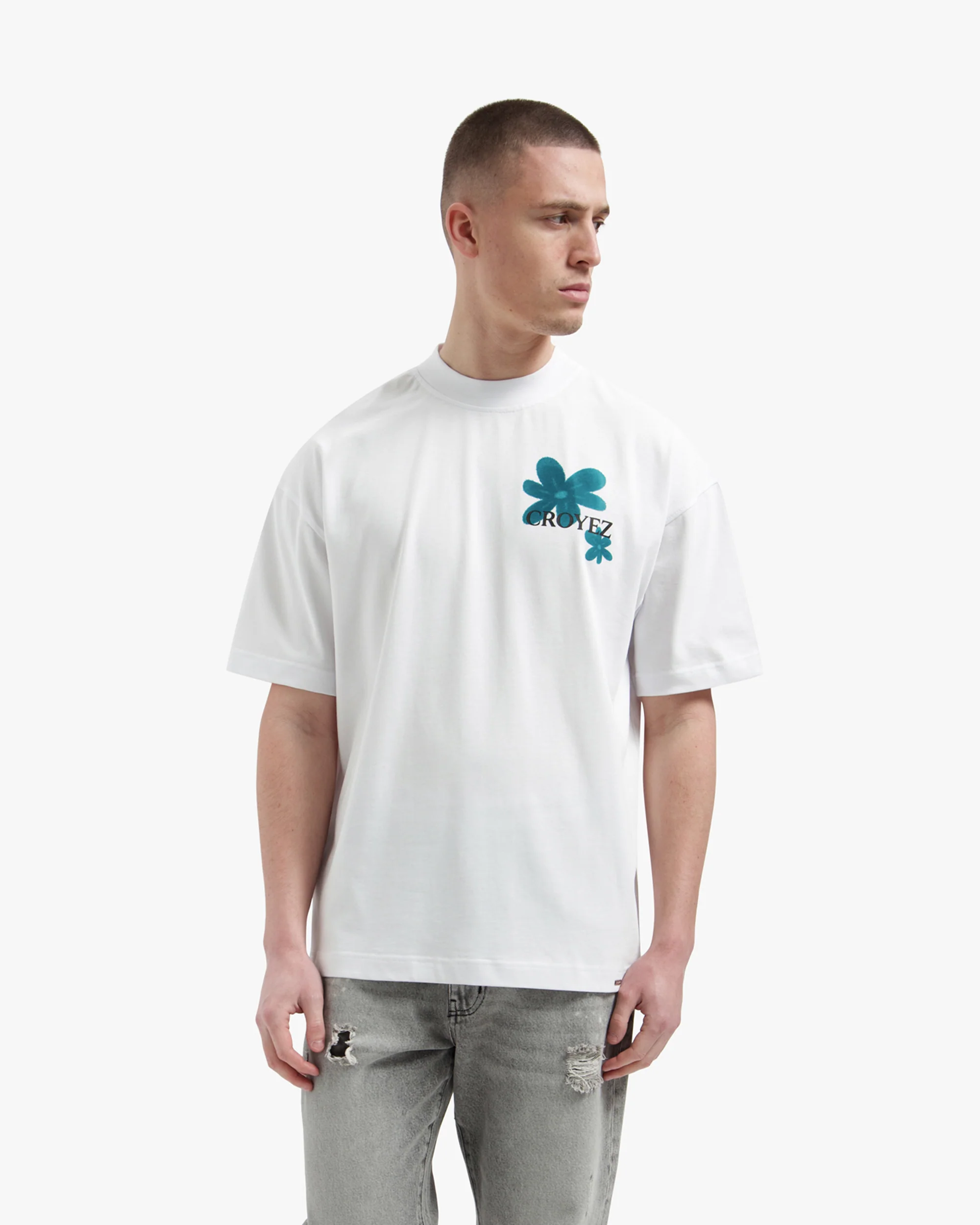 Croyez Botanique T-Shirt | White/Dark Teal - Image 3