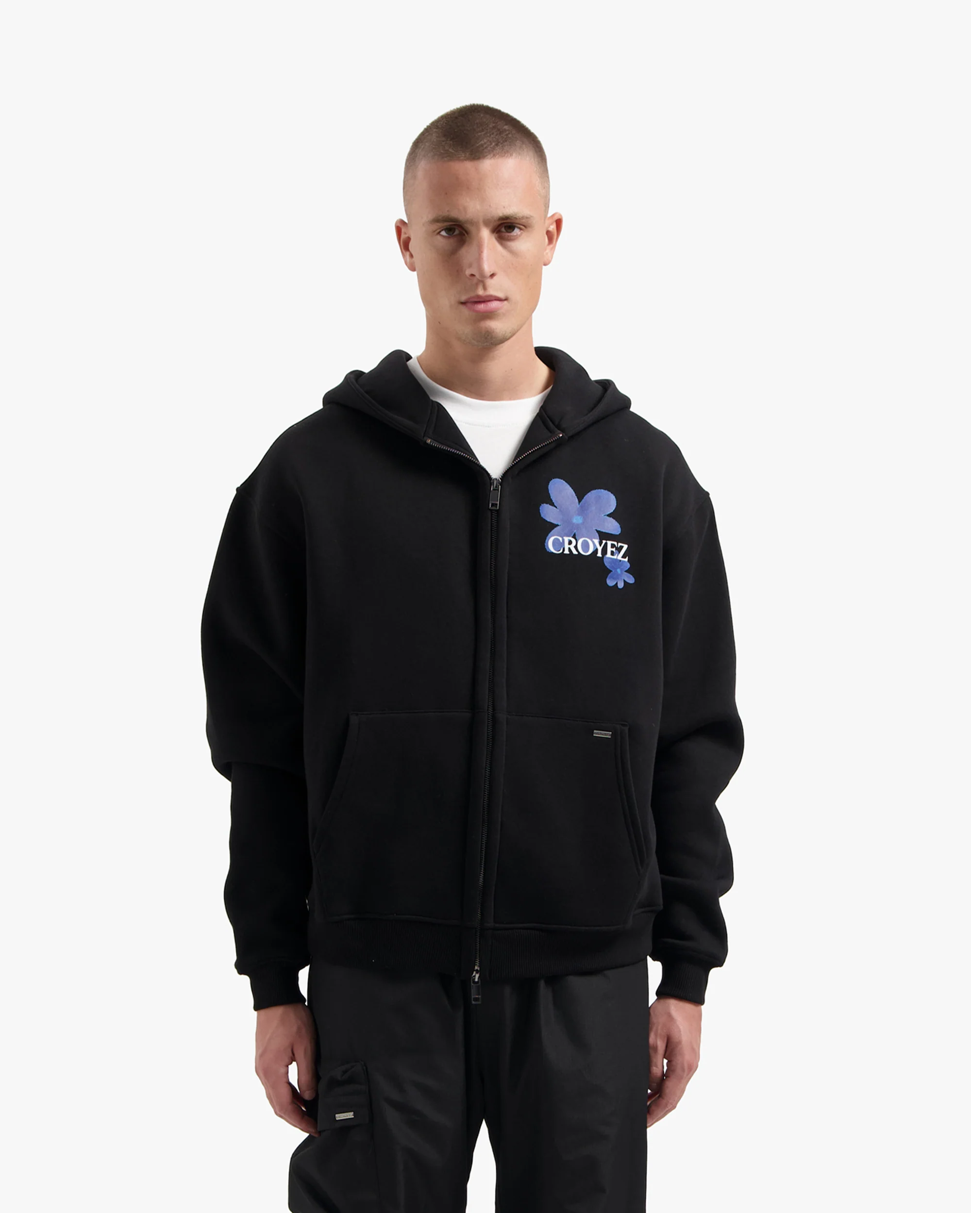 CROYEZ BOTANIQUE ZIP-HOODIE | BLACK/COBALT - Image 3
