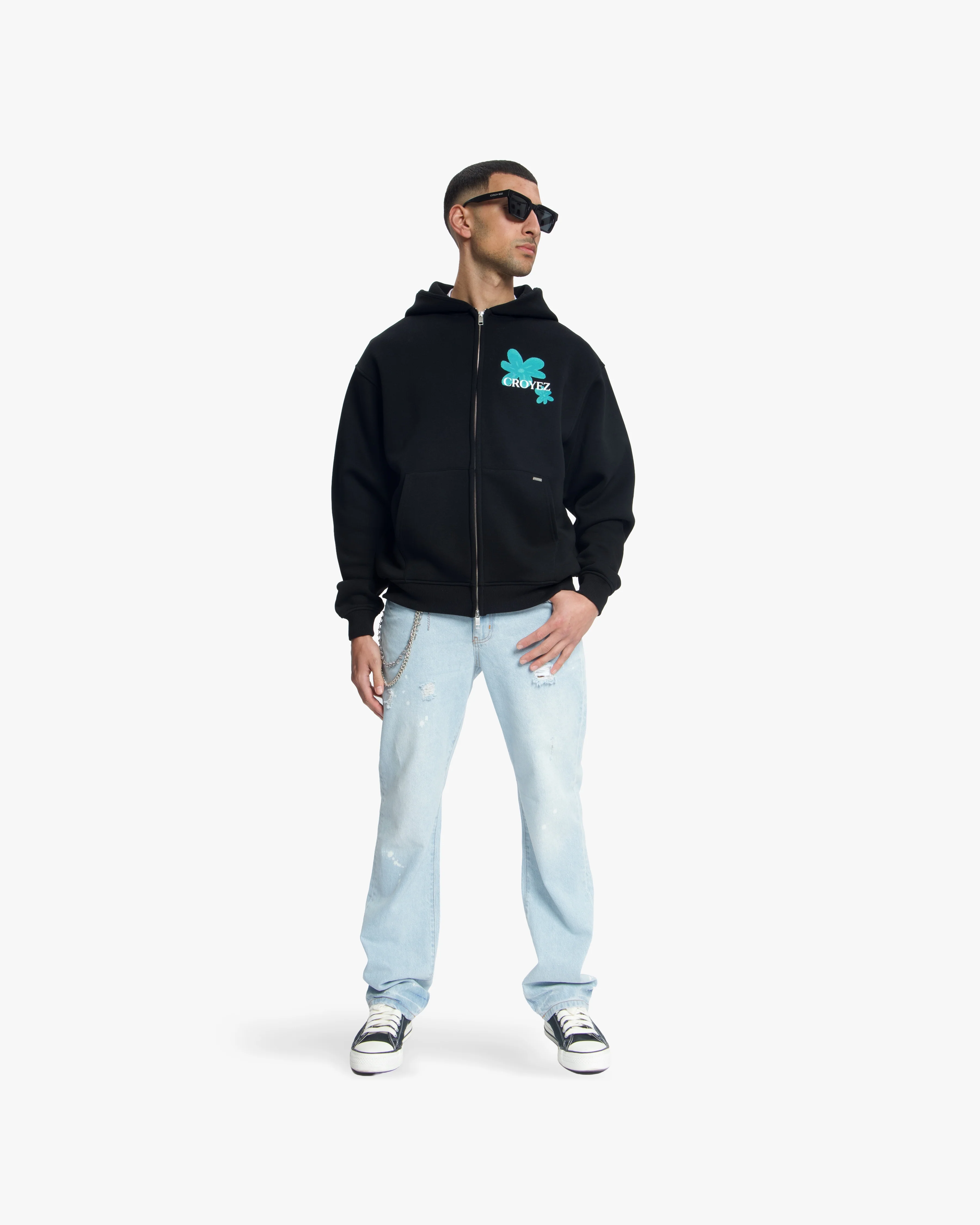 Croyez Botanique Zip Hoodie | Black/Dark Teal - Image 5