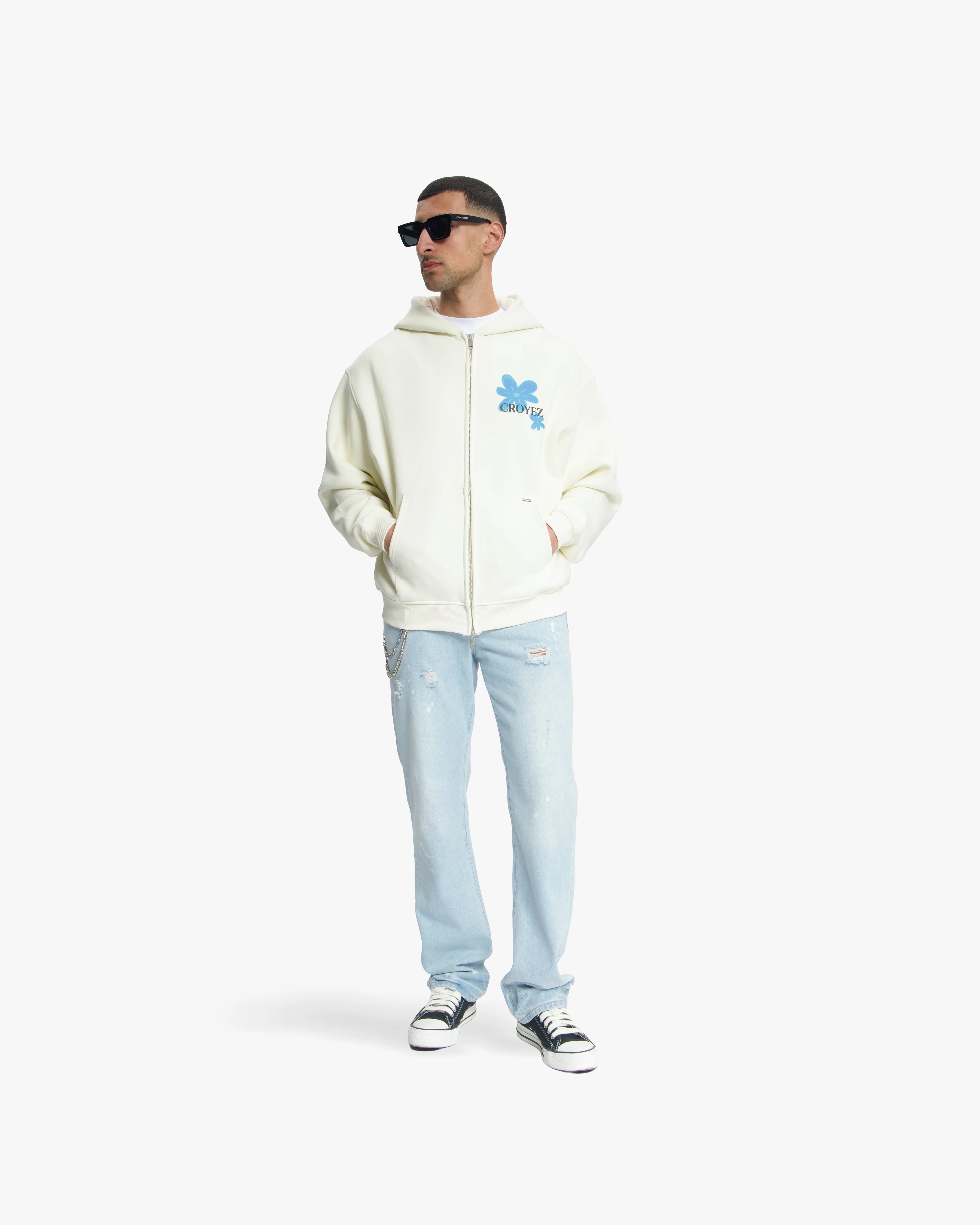Croyez Botanique Zip Hoodie | Off-White/Tiffany Blue - Image 5