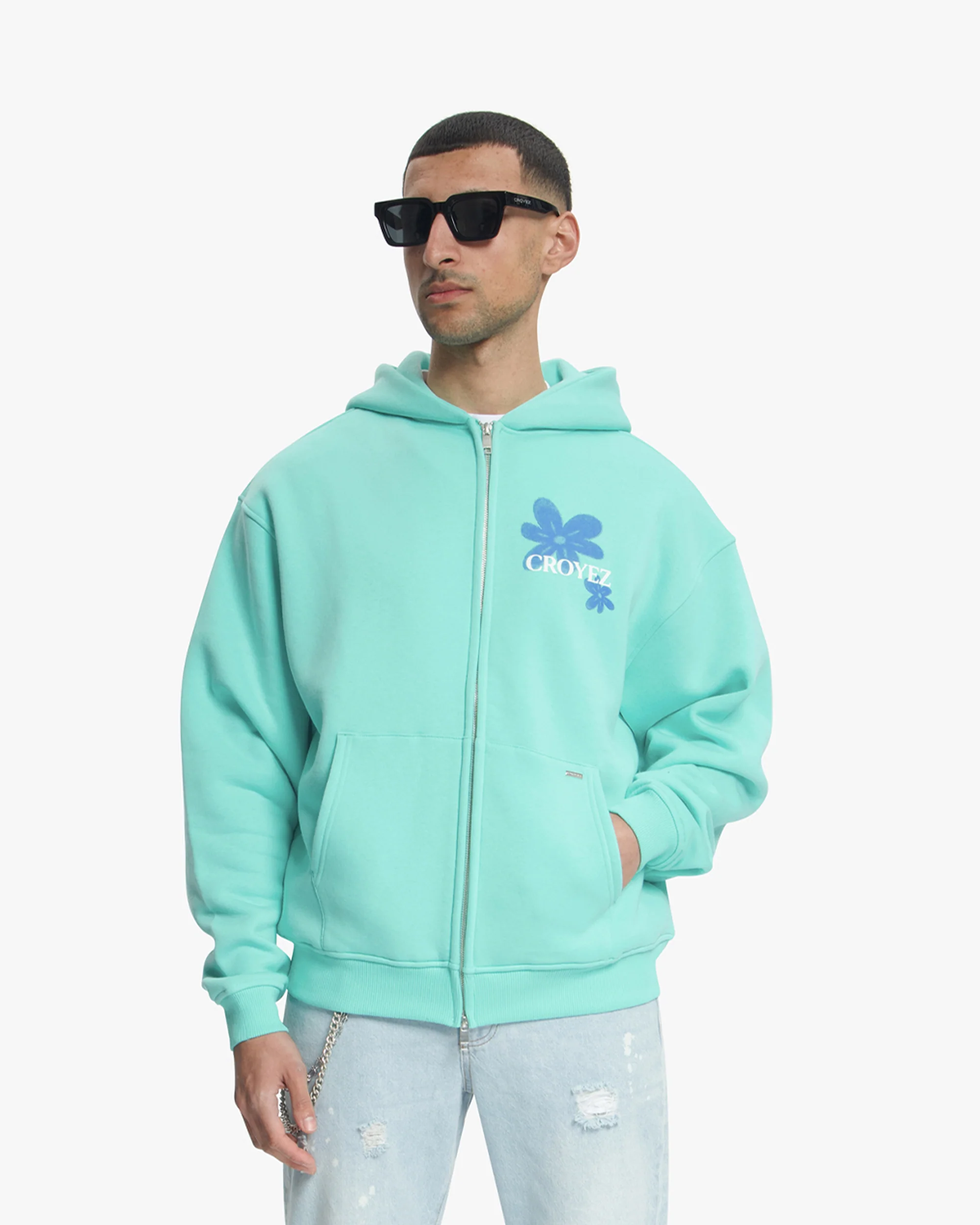 Croyez Botanique Zip Hoodie | Tiffany Blue - Image 3
