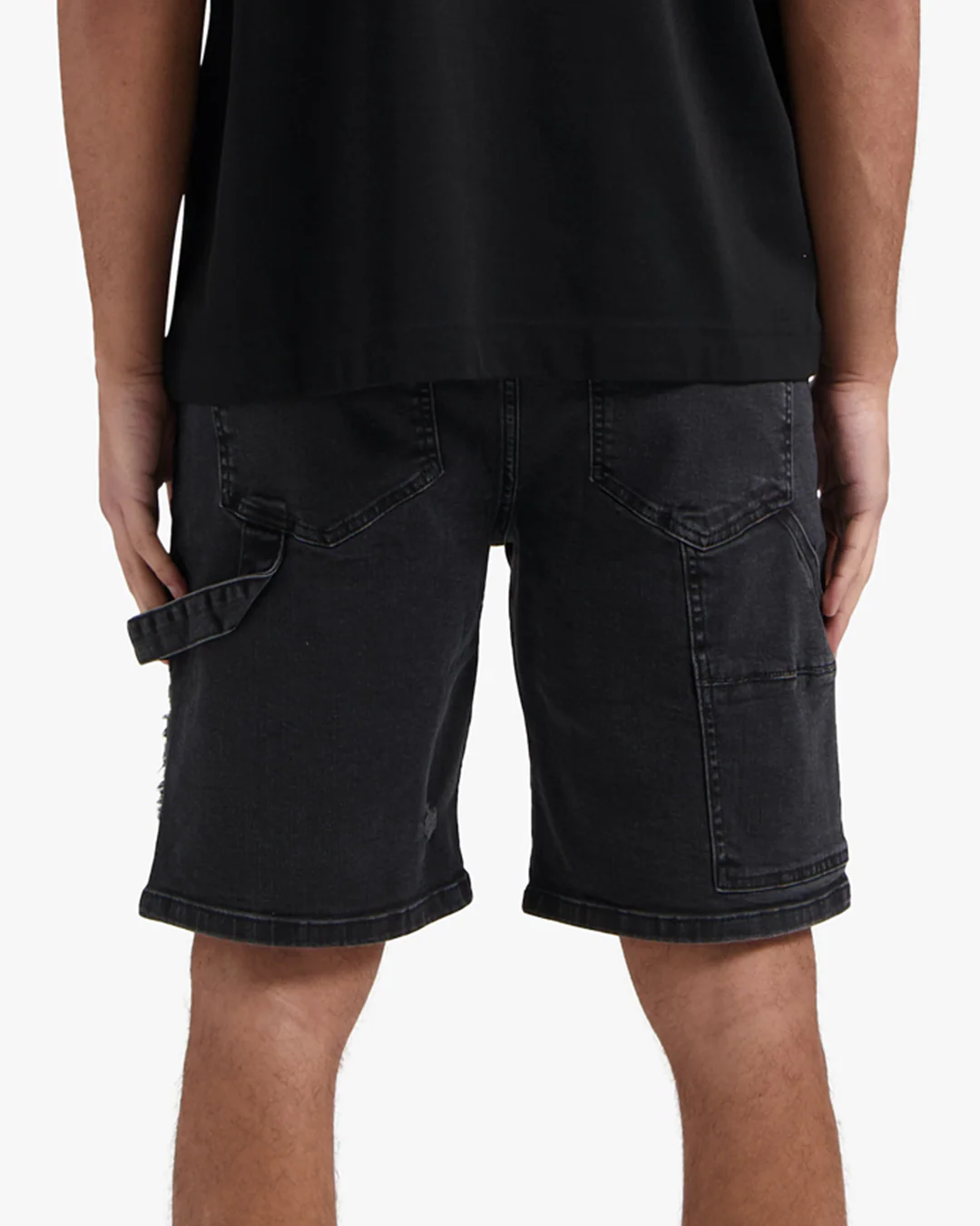 CROYEZ CD1 CARPENTER DENIM SHORTS | BLACK - Image 4