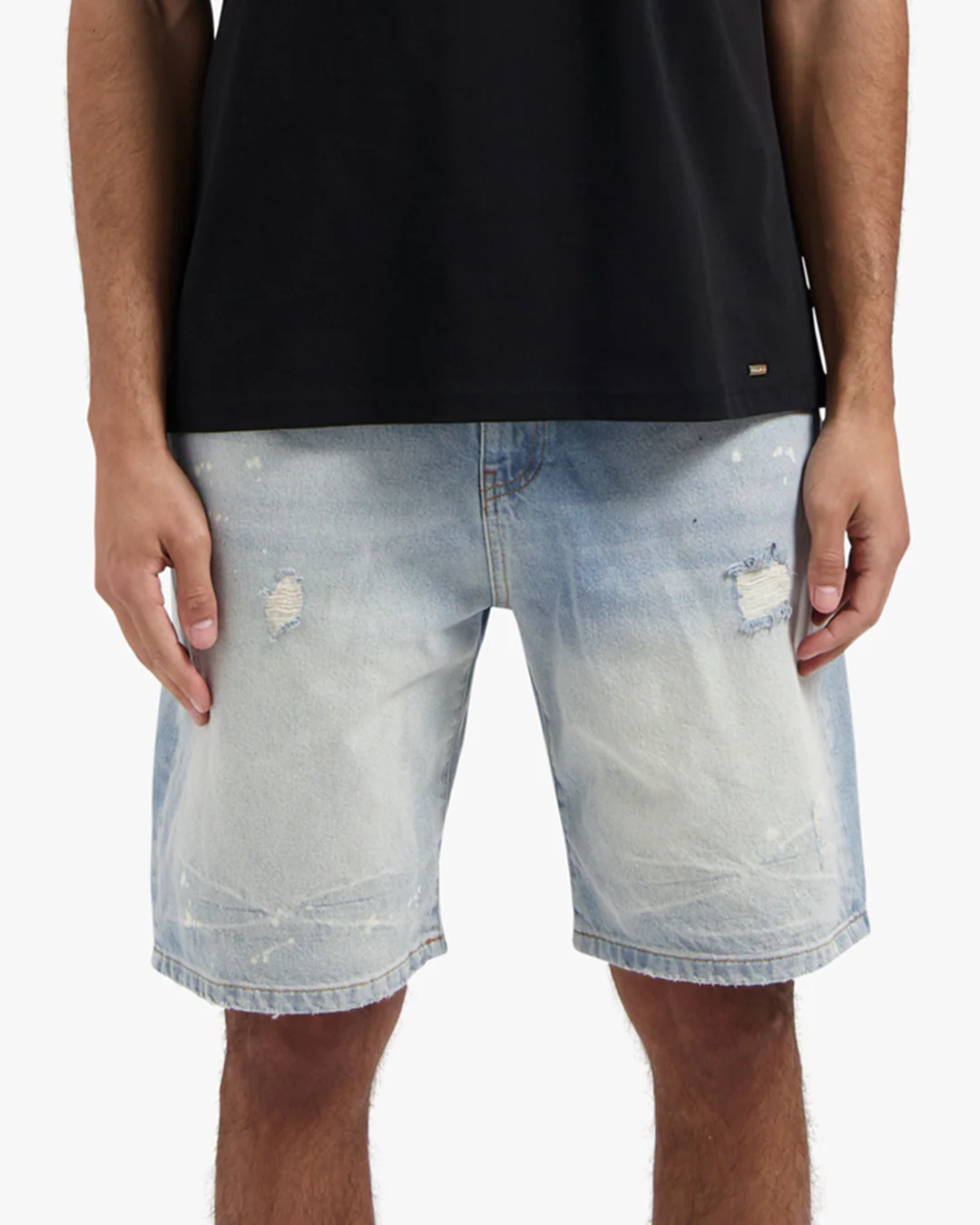 CROYEZ CD2 WASHED DENIM SHORTS | LIGHT BLUE - Image 3