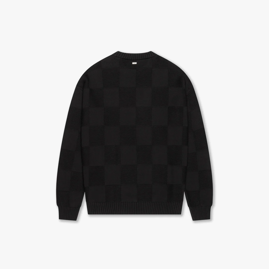 CROYEZ CHECKERBOARD KNIT SWEATER | BLACK - Image 2