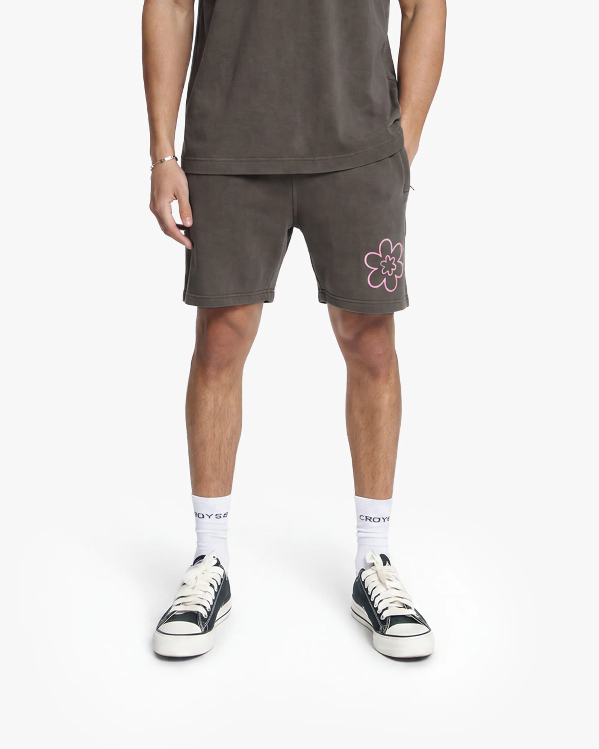 Croyez Contour De La Fleur Shorts | Washed Brown - Image 3
