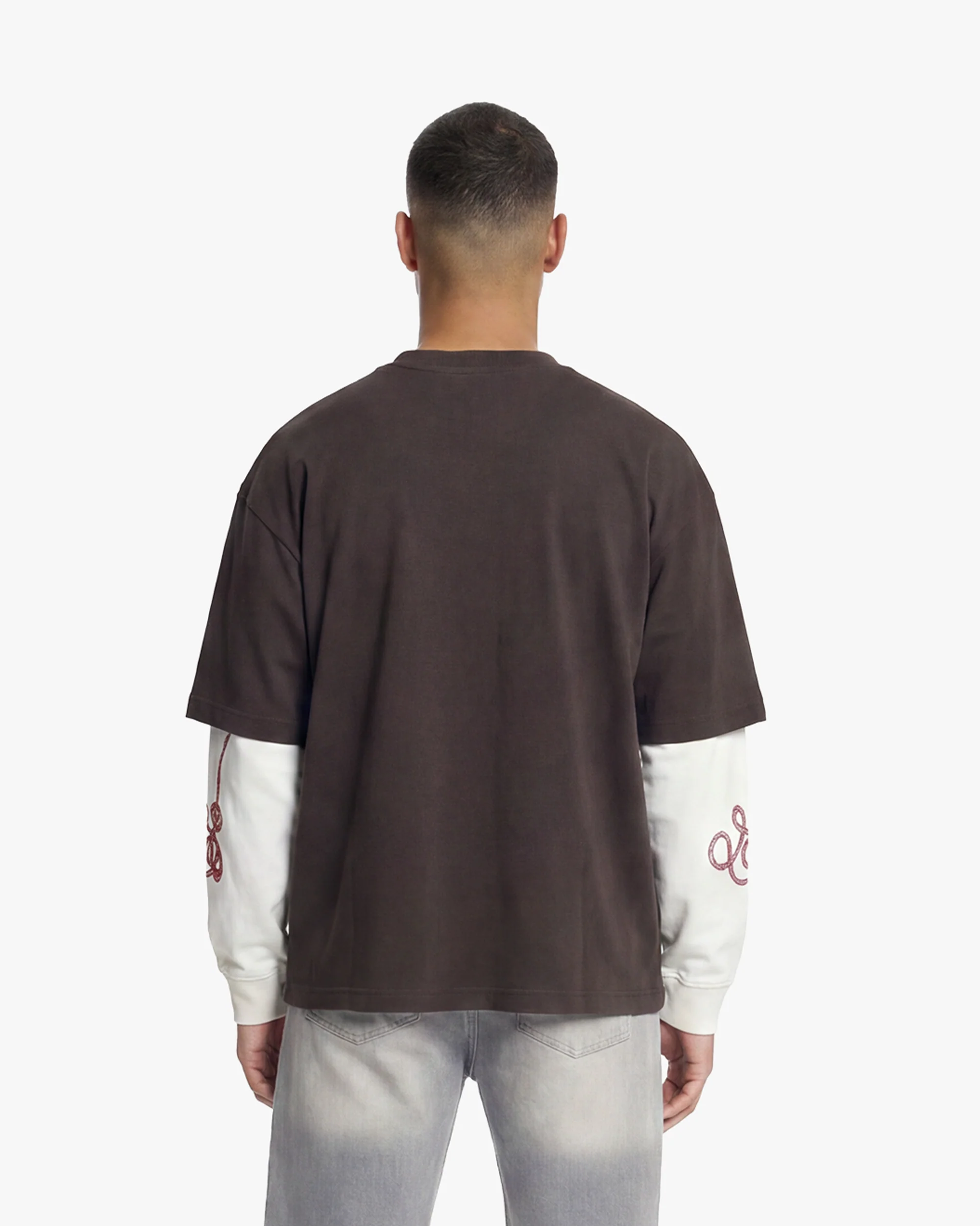 Croyez Cowboys Double Sleeve T-Shirt | Washed Brown - Image 4