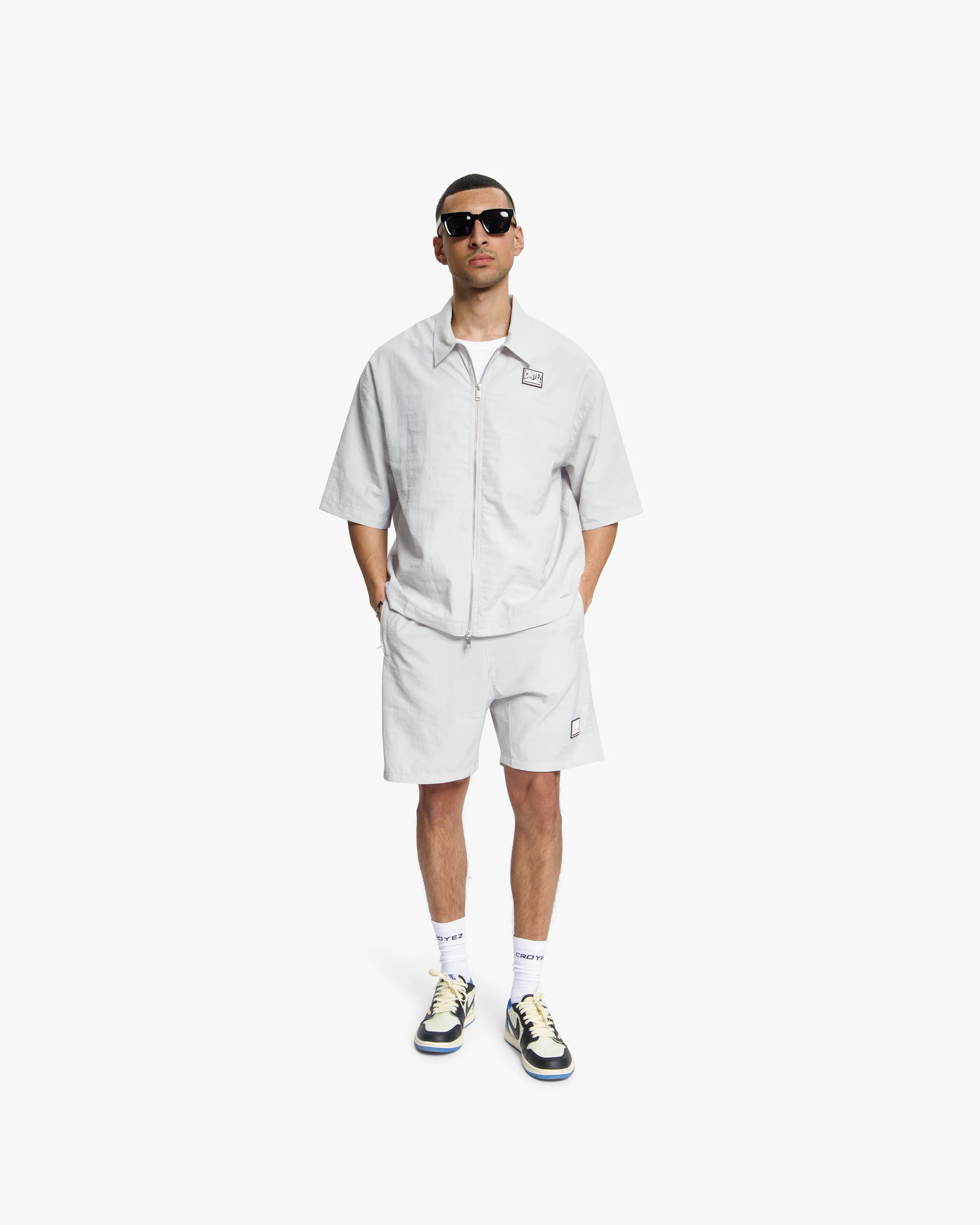 Croyez Crinkle Patch Shirt | Light Grey - Image 5