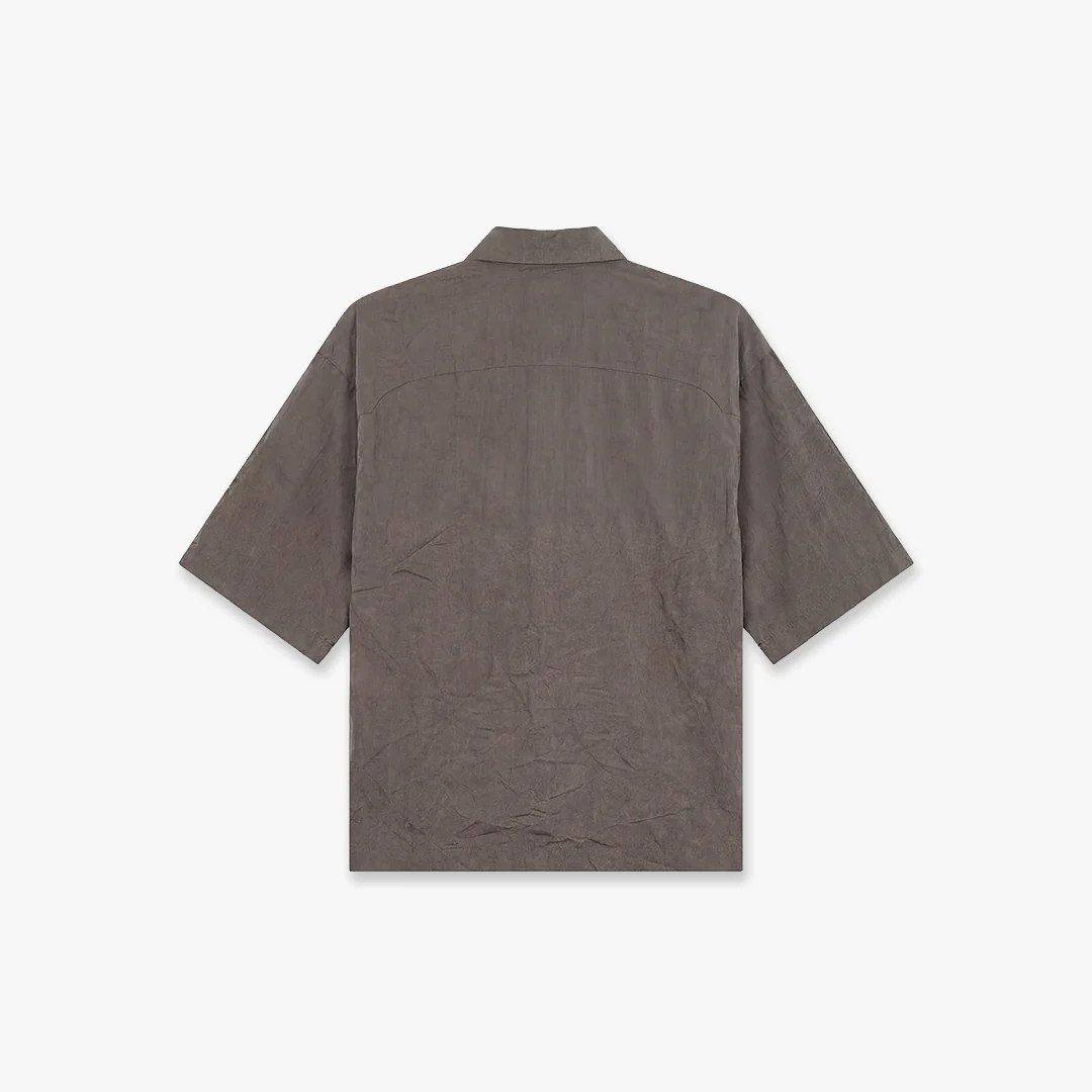 Croyez Crinkle Patch Shirt | Washed Brown - Image 2