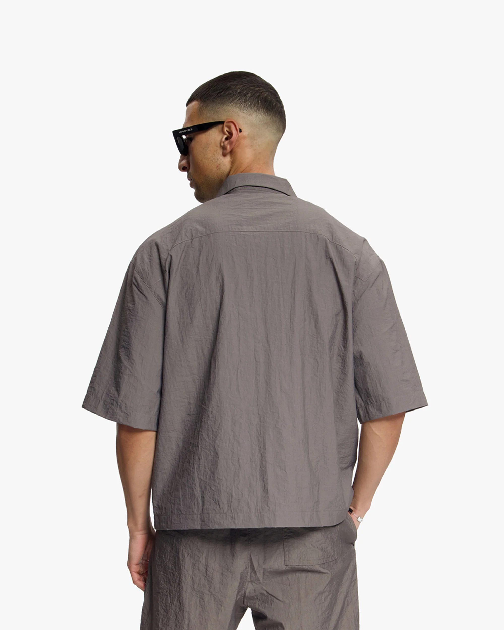 Croyez Crinkle Patch Shirt | Washed Brown - Image 4