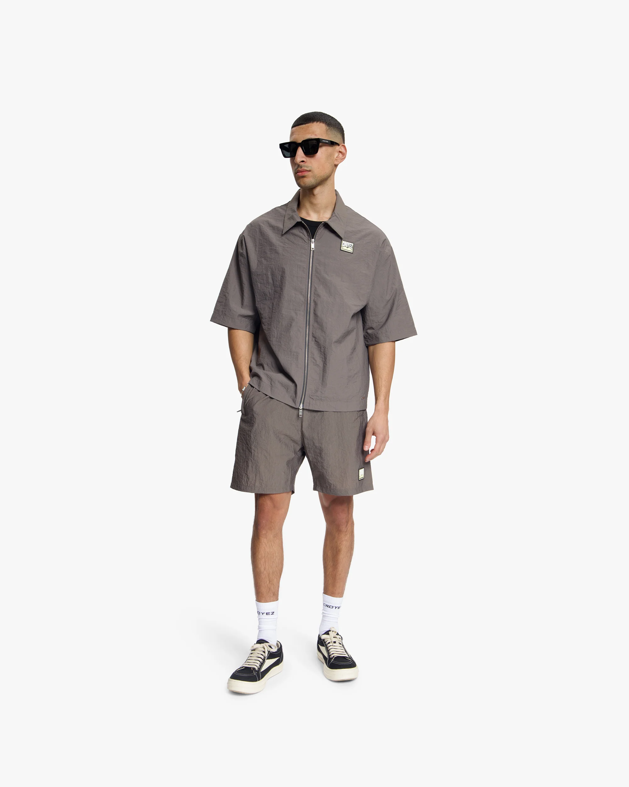 Croyez Crinkle Patch Shirt | Washed Brown - Image 5