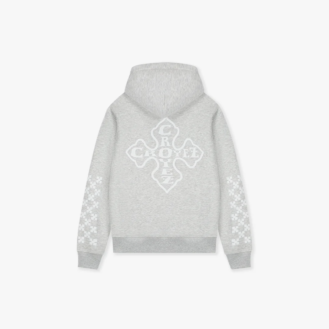 Croyez Cross Zip Hoodie | Grey Melange - Image 2