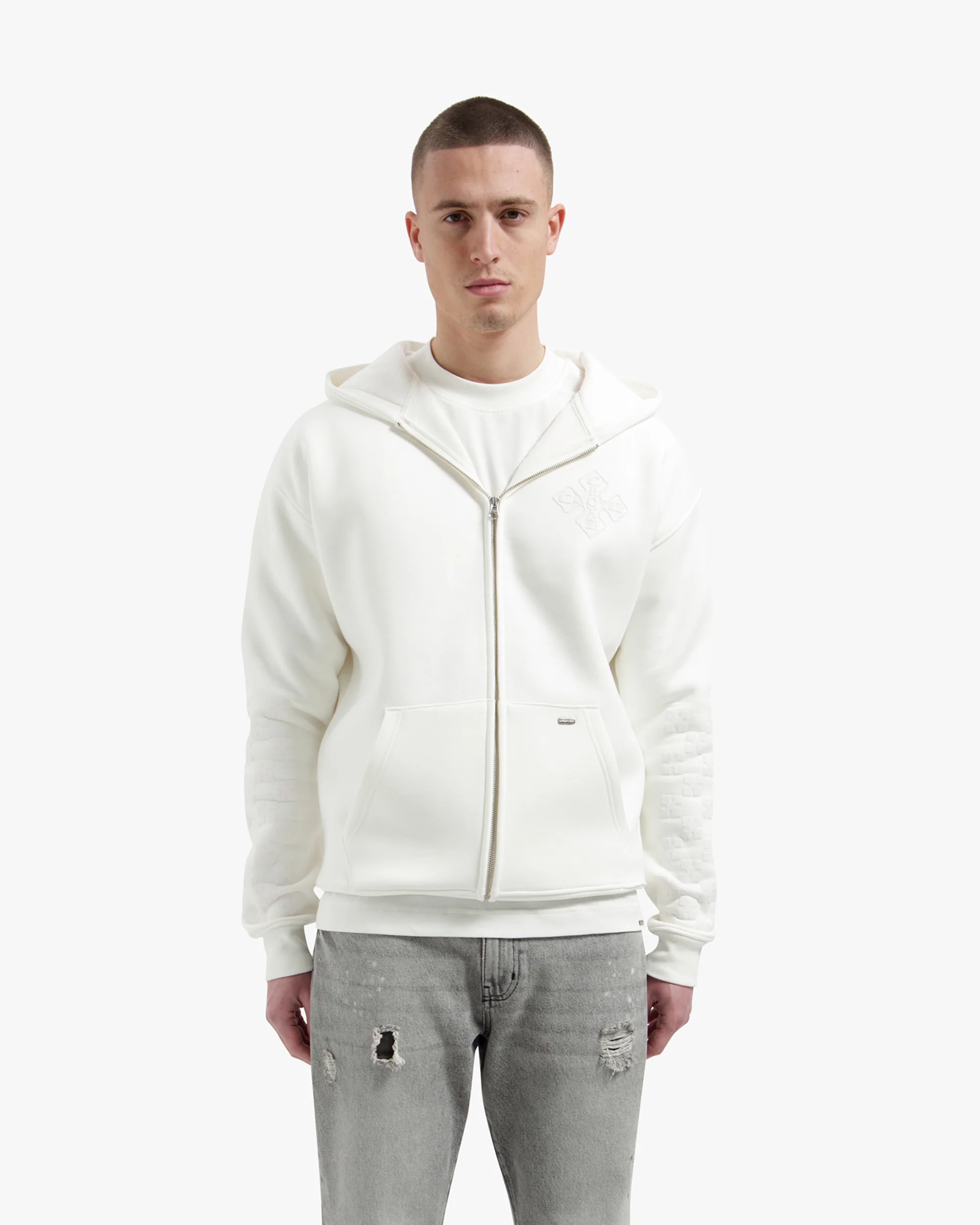 Croyez Cross Zip Hoodie | Off-White - Image 3