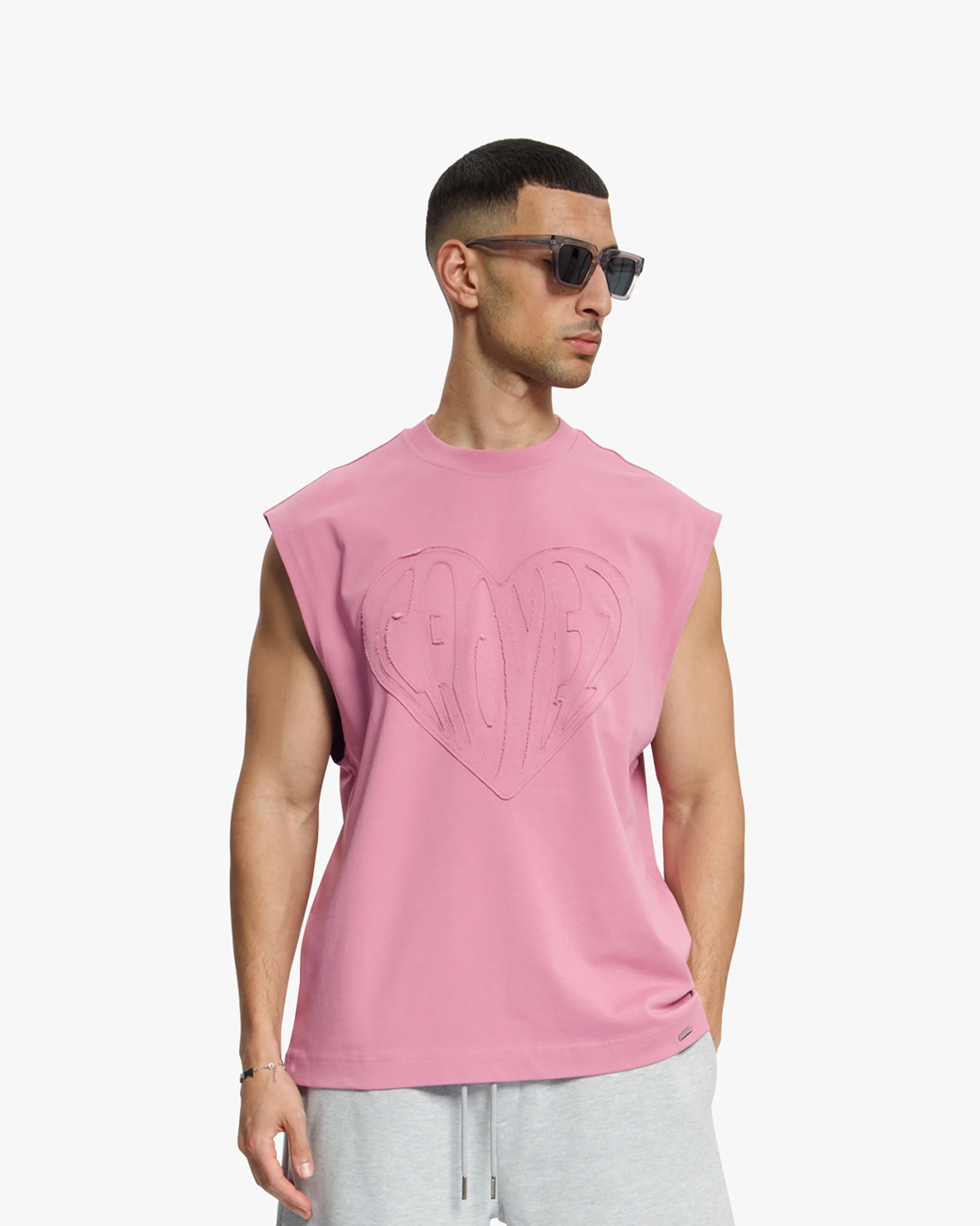 Croyez Cutout Heart Sleeveless T-Shirt | Mauve - Image 3