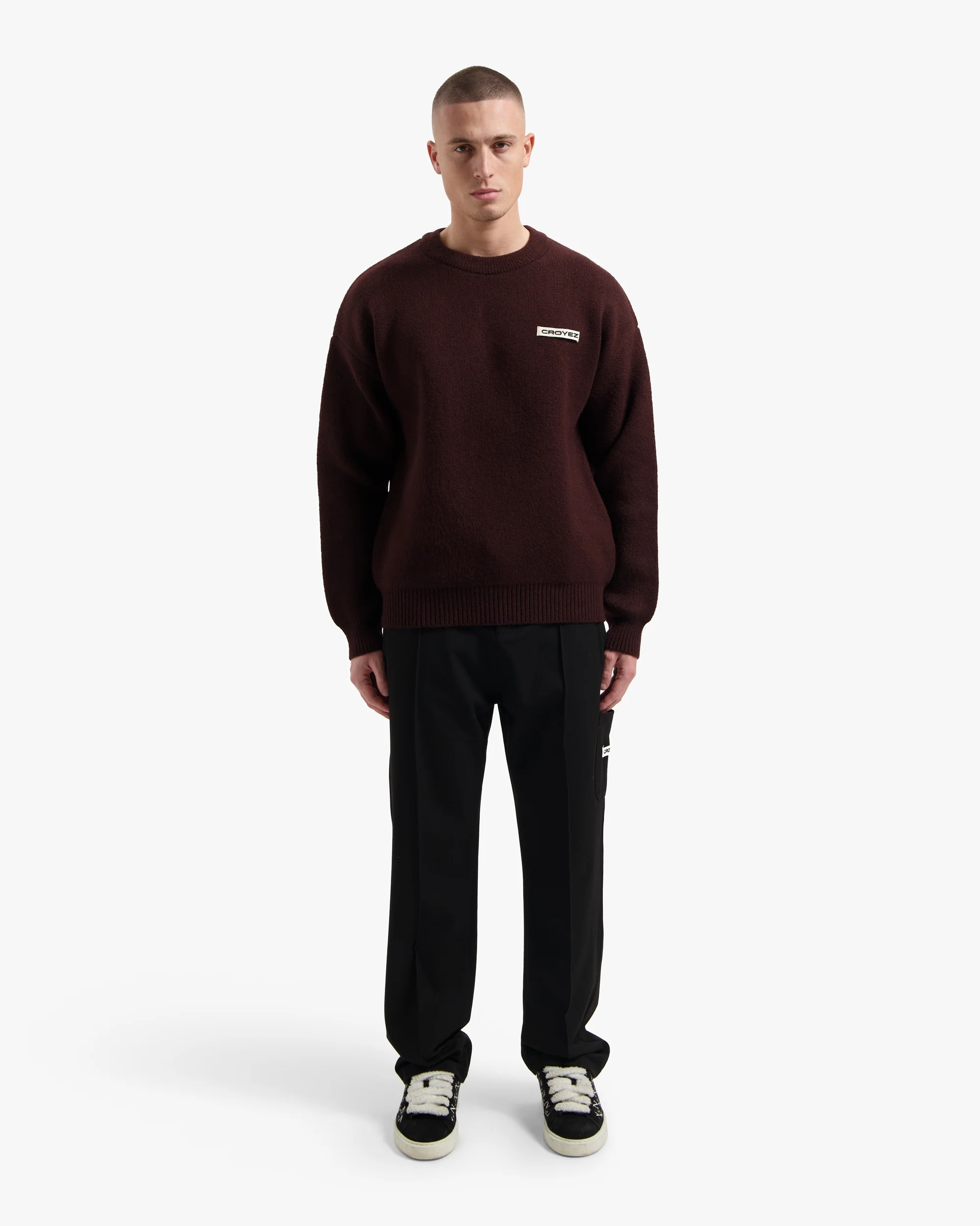 Croyez Etiquette Knit Sweater | Burgundy - Image 5