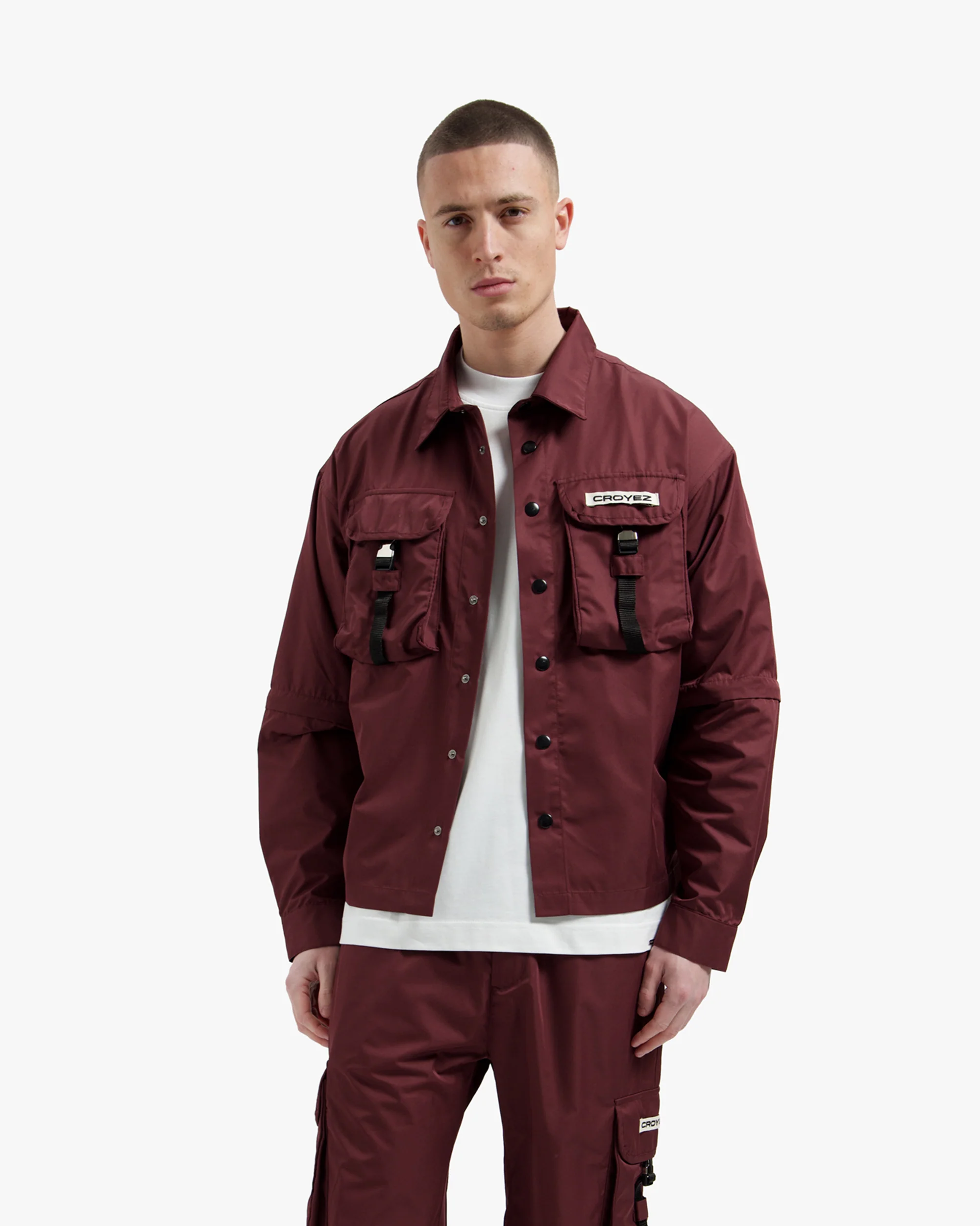 Croyez Etiquette Nylon Jacket | Burgundy - Image 4