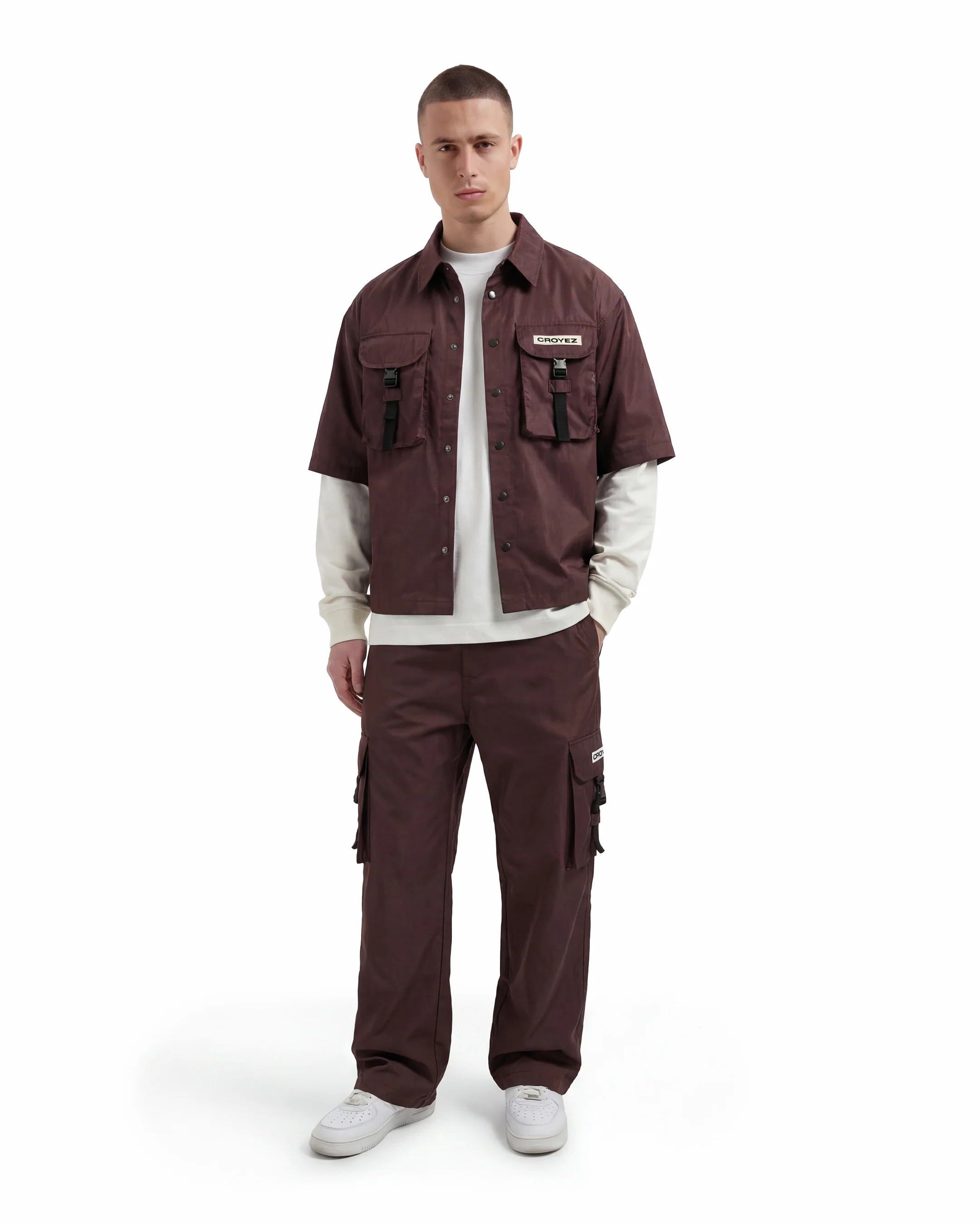 Croyez Etiquette Nylon Jacket | Burgundy - Image 6