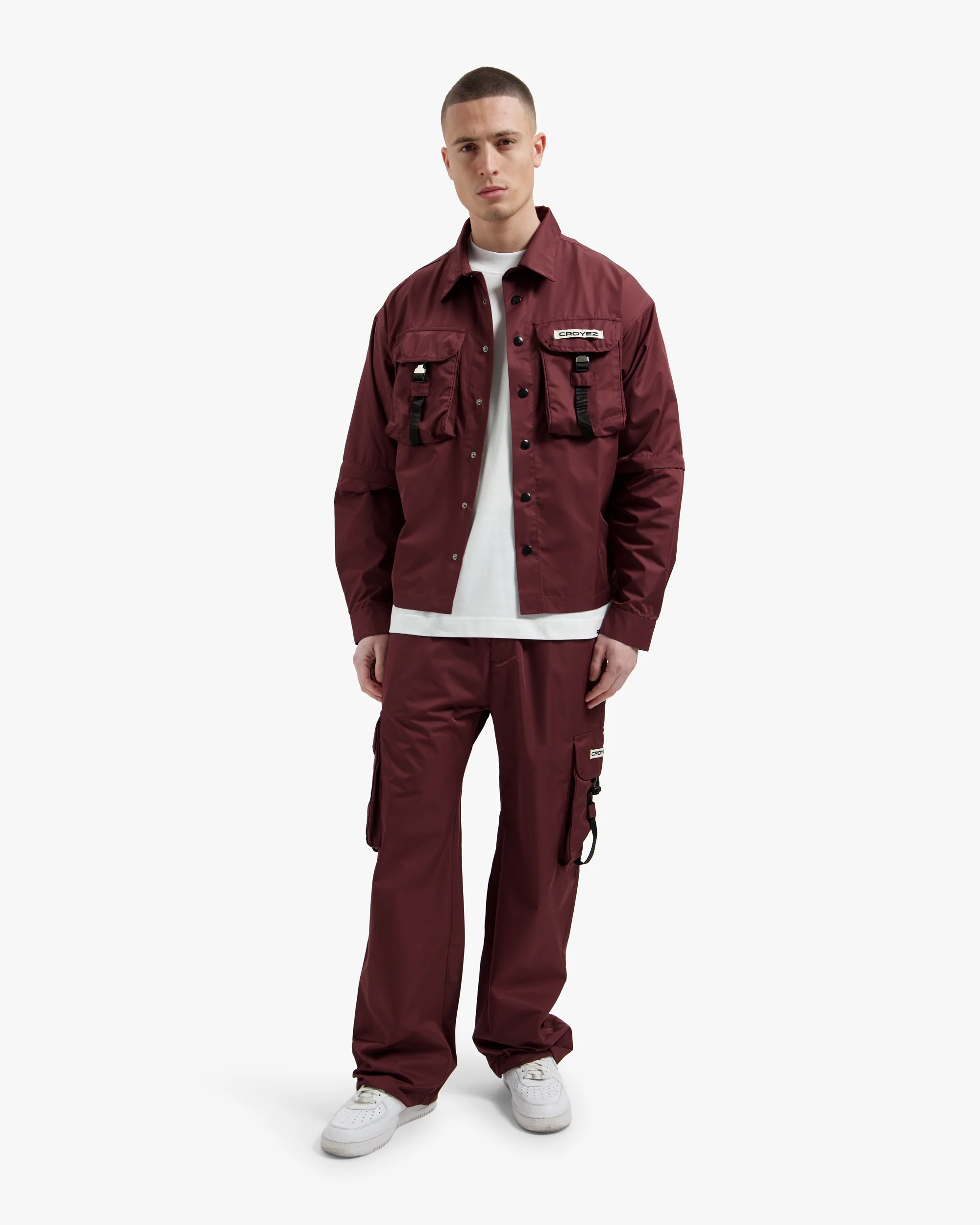 Croyez Etiquette Nylon Pants | Burgundy - Image 5