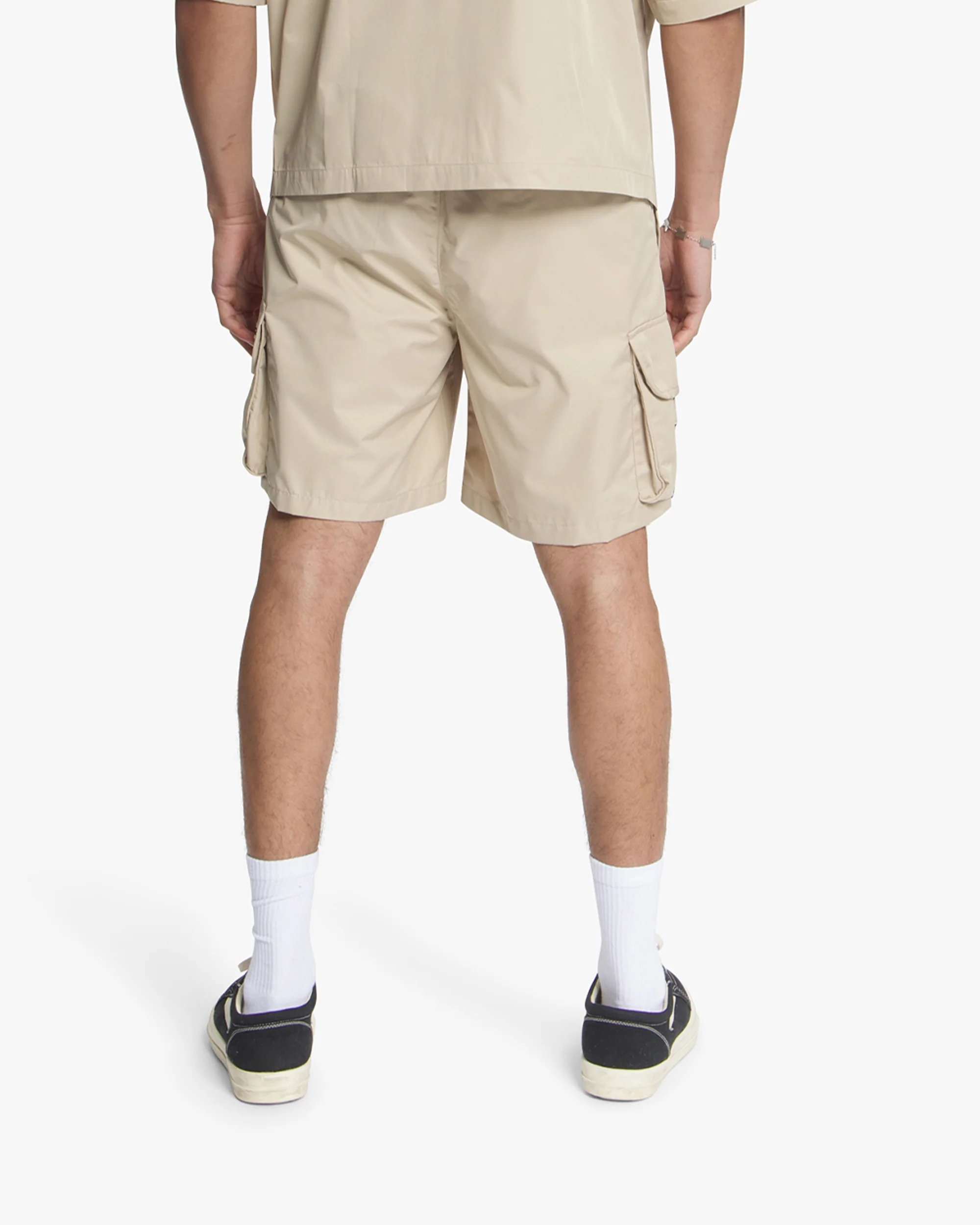 Croyez Etiquette Nylon Shorts | Beige - Image 4