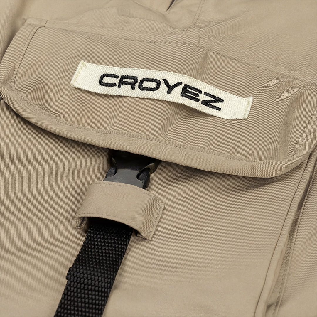 Croyez Etiquette Nylon Shorts | Beige - Image 7