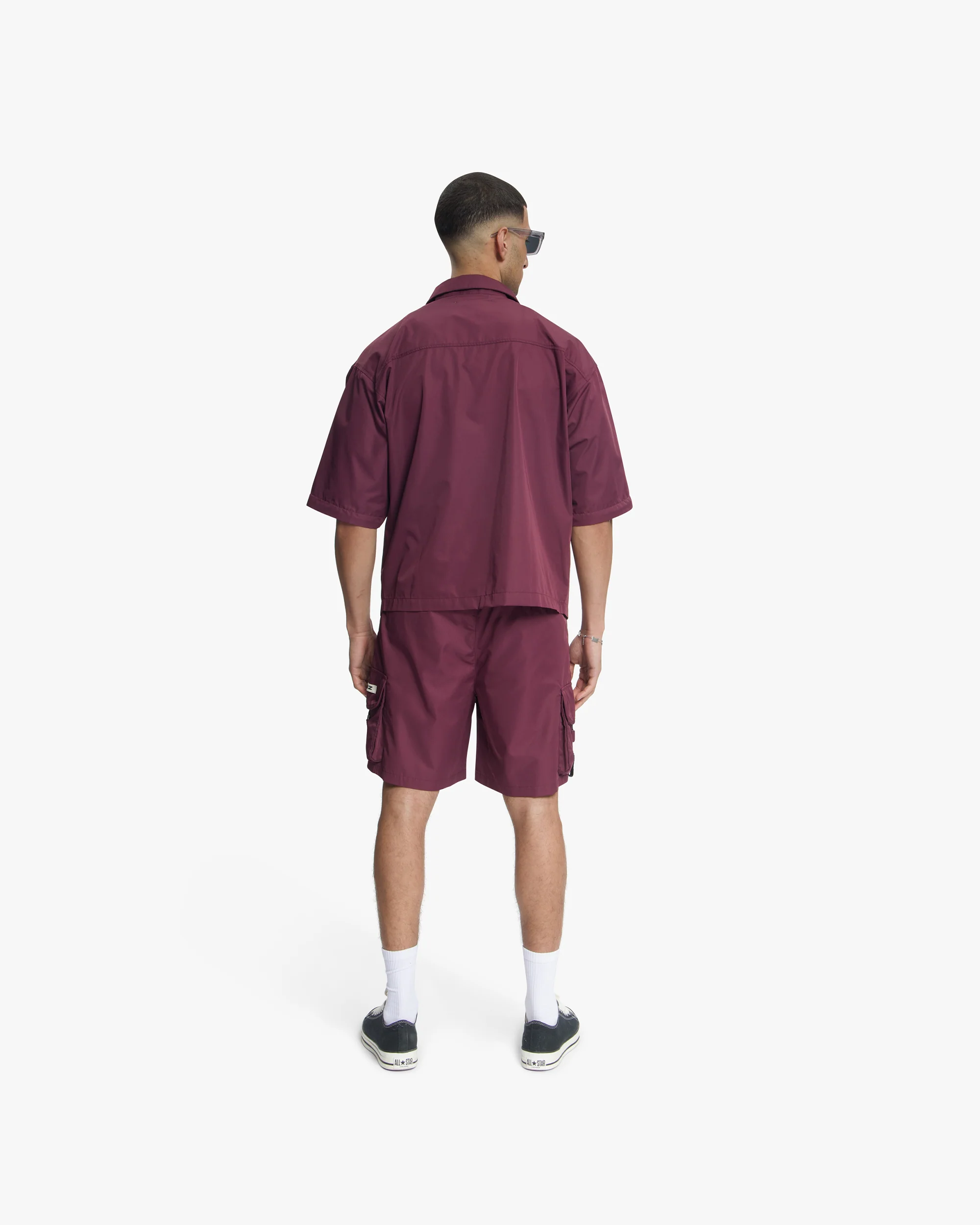 Croyez Etiquette Nylon Shorts | Burgundy - Image 6