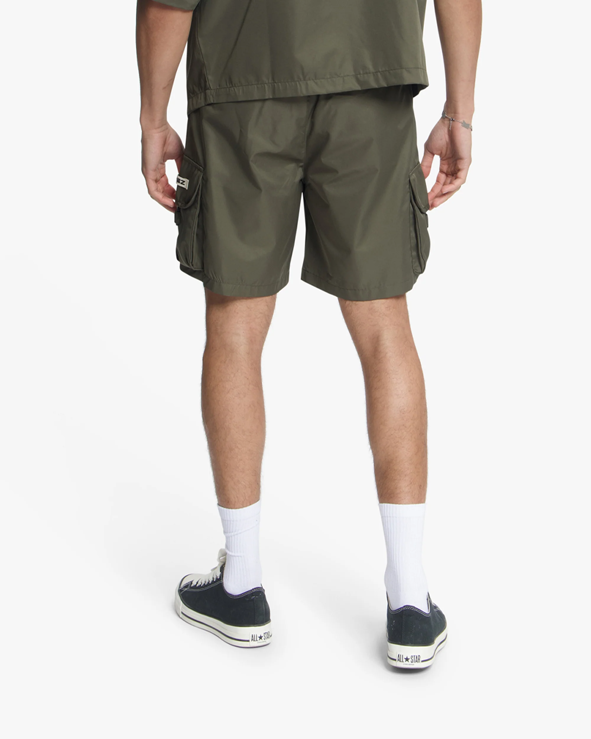 Croyez Etiquette Nylon Shorts | Dusty Olive - Image 4
