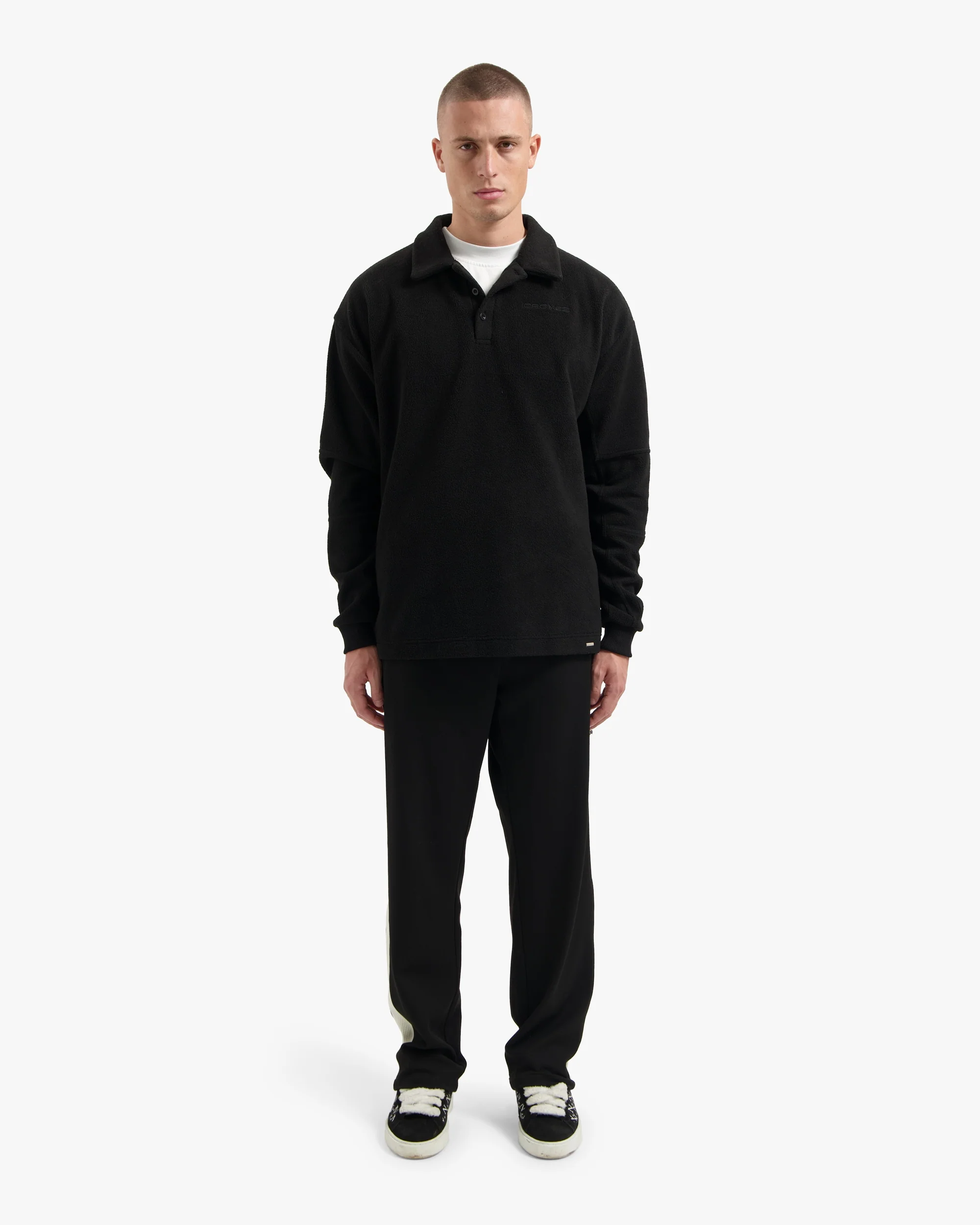 CROYEZ FLEECE POLO SWEATER | BLACK - Image 5