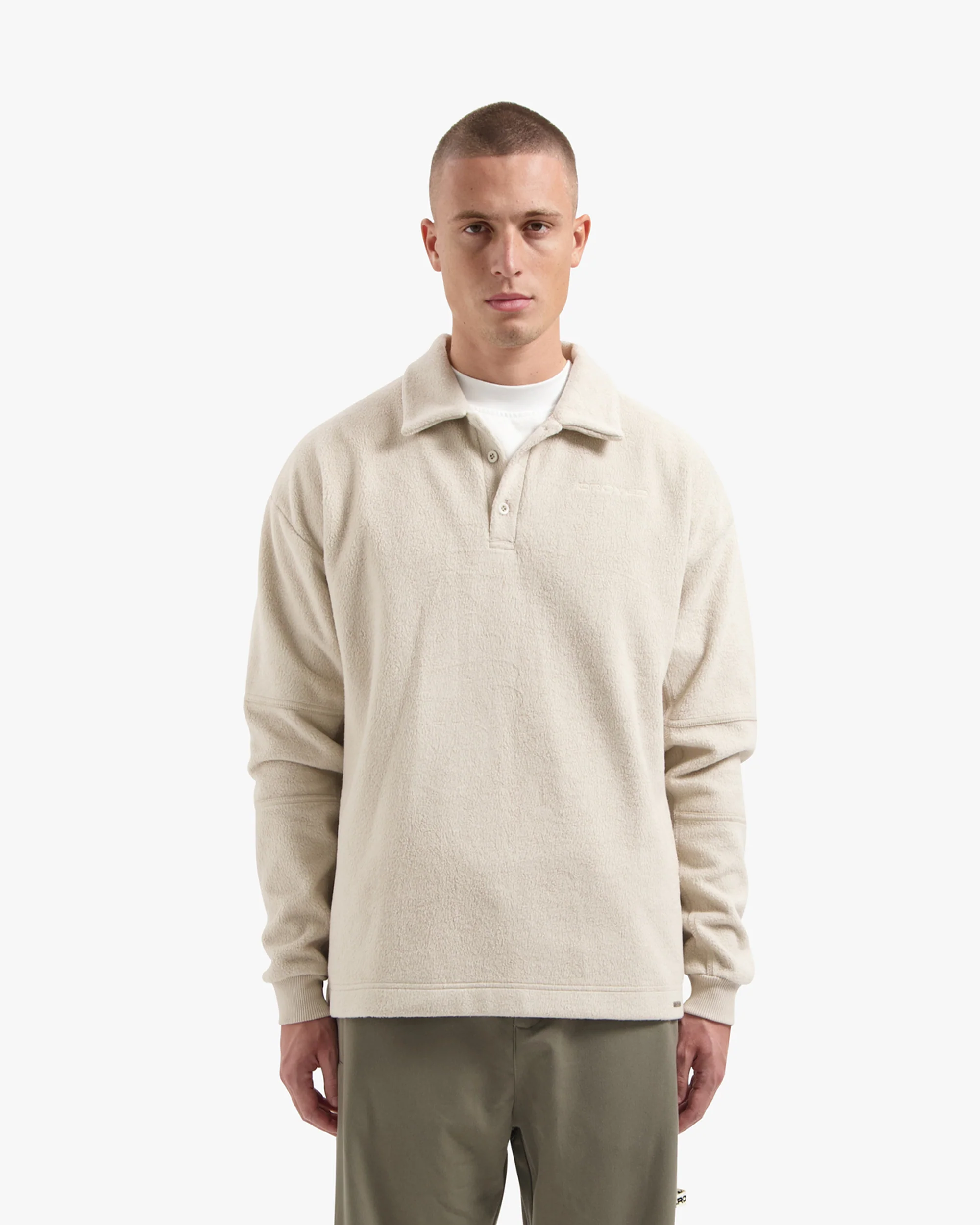 CROYEZ FLEECE POLO SWEATER | SAND - Image 3