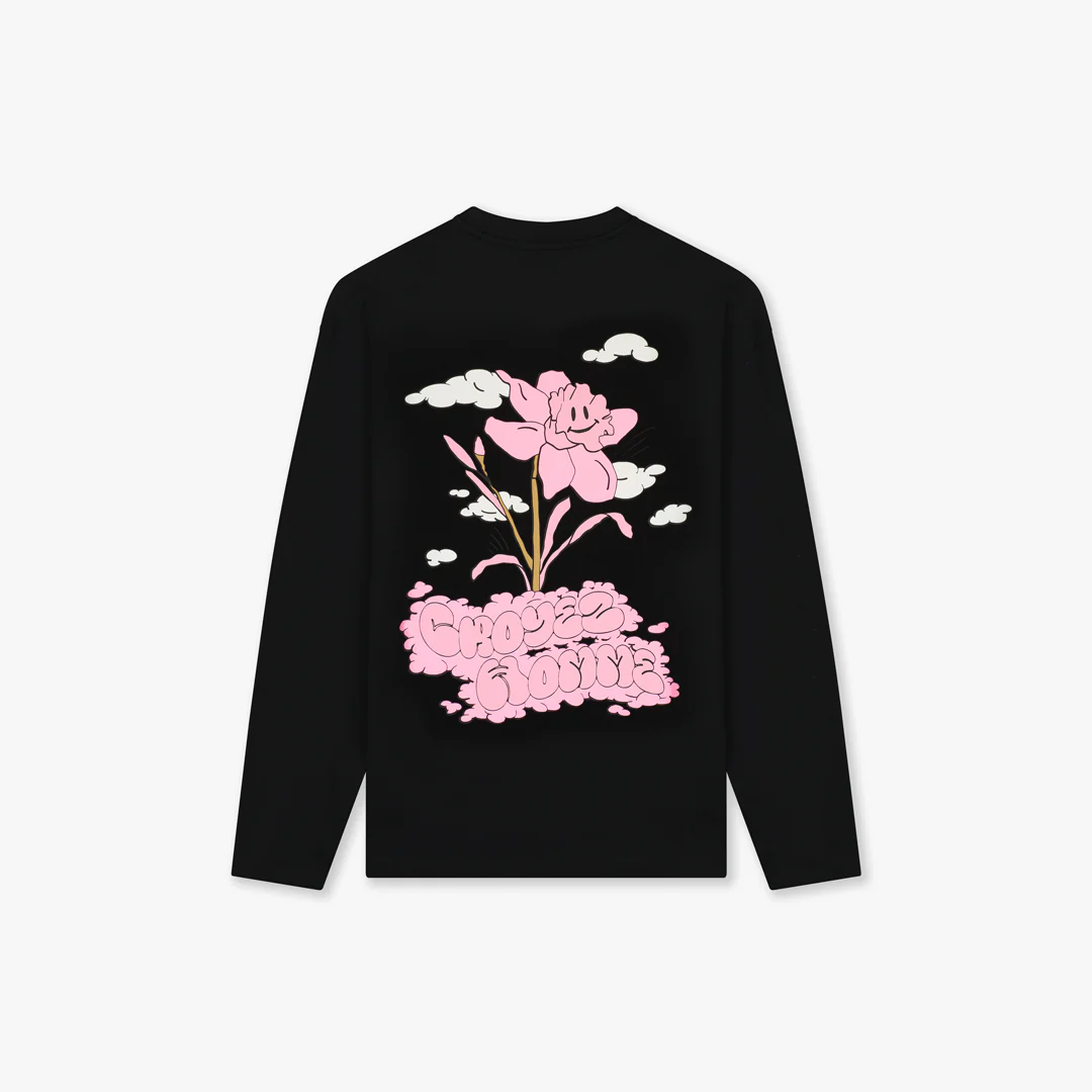 Croyez Fleur Heureuse Longsleeve | Black - Image 2