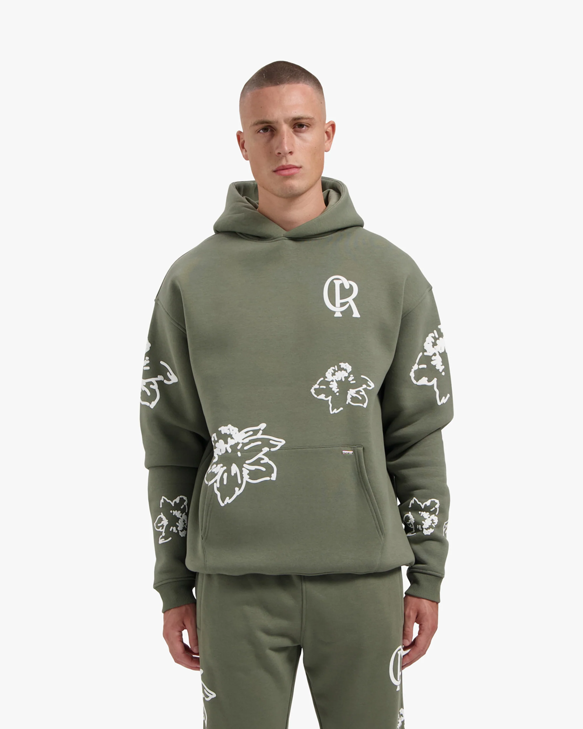 CROYEZ FLOWER HOODIE | DUSTY OLIVE - Image 3
