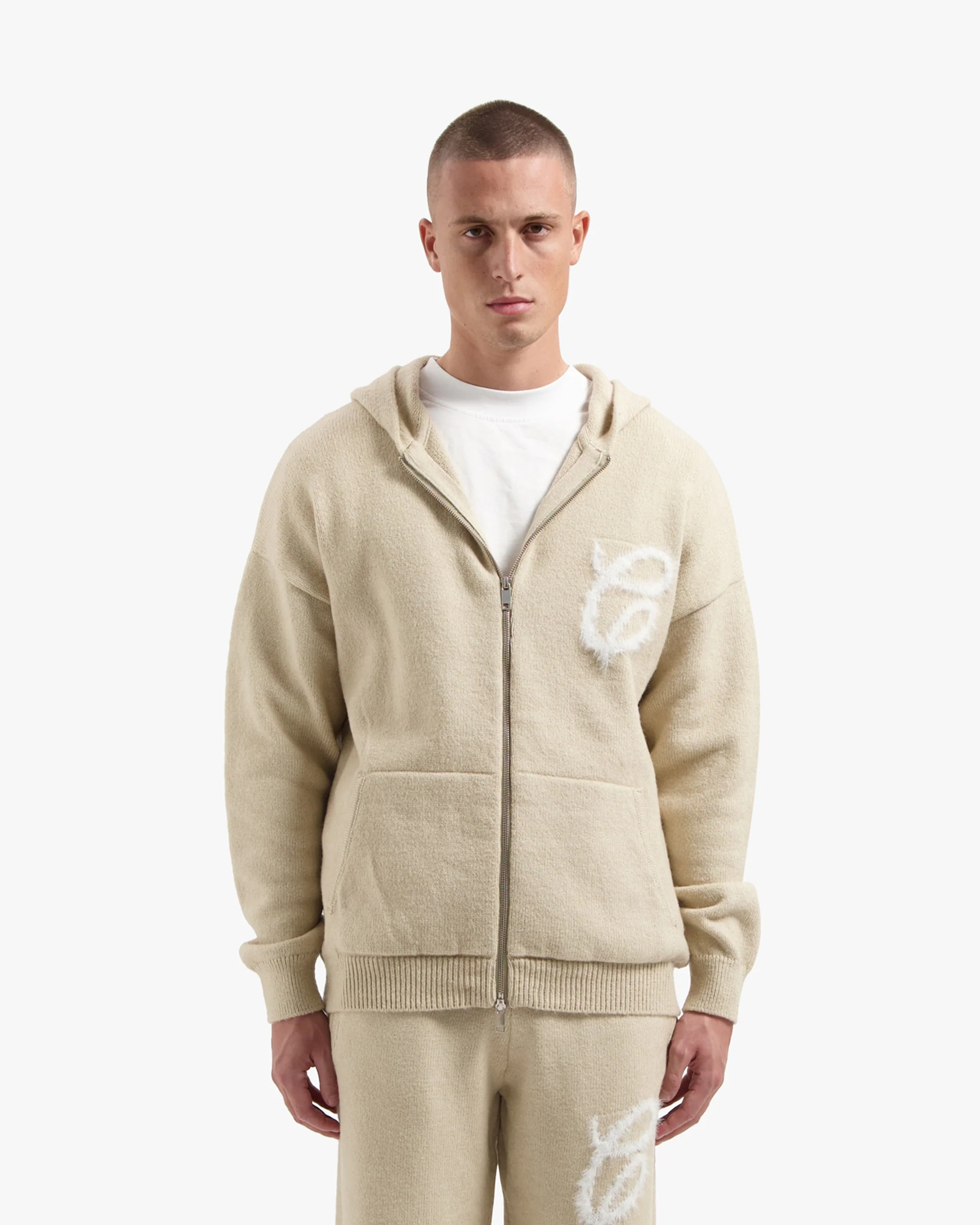 Croyez Fluffy Essence Knit Zip Set | Sand - Image 5