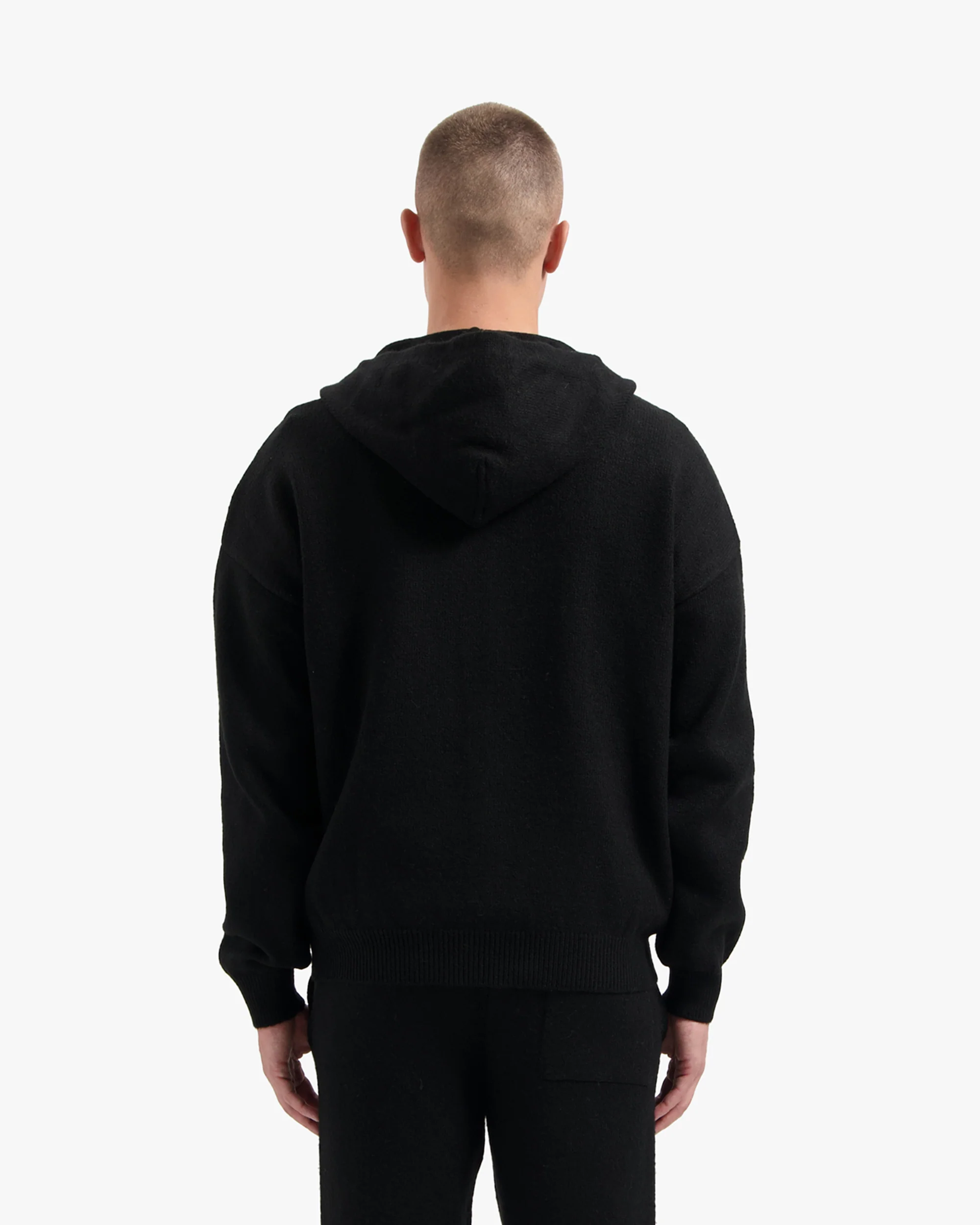 CROYEZ FLUFFY ESSENCE KNIT ZIP-HOODIE | BLACK - Image 4