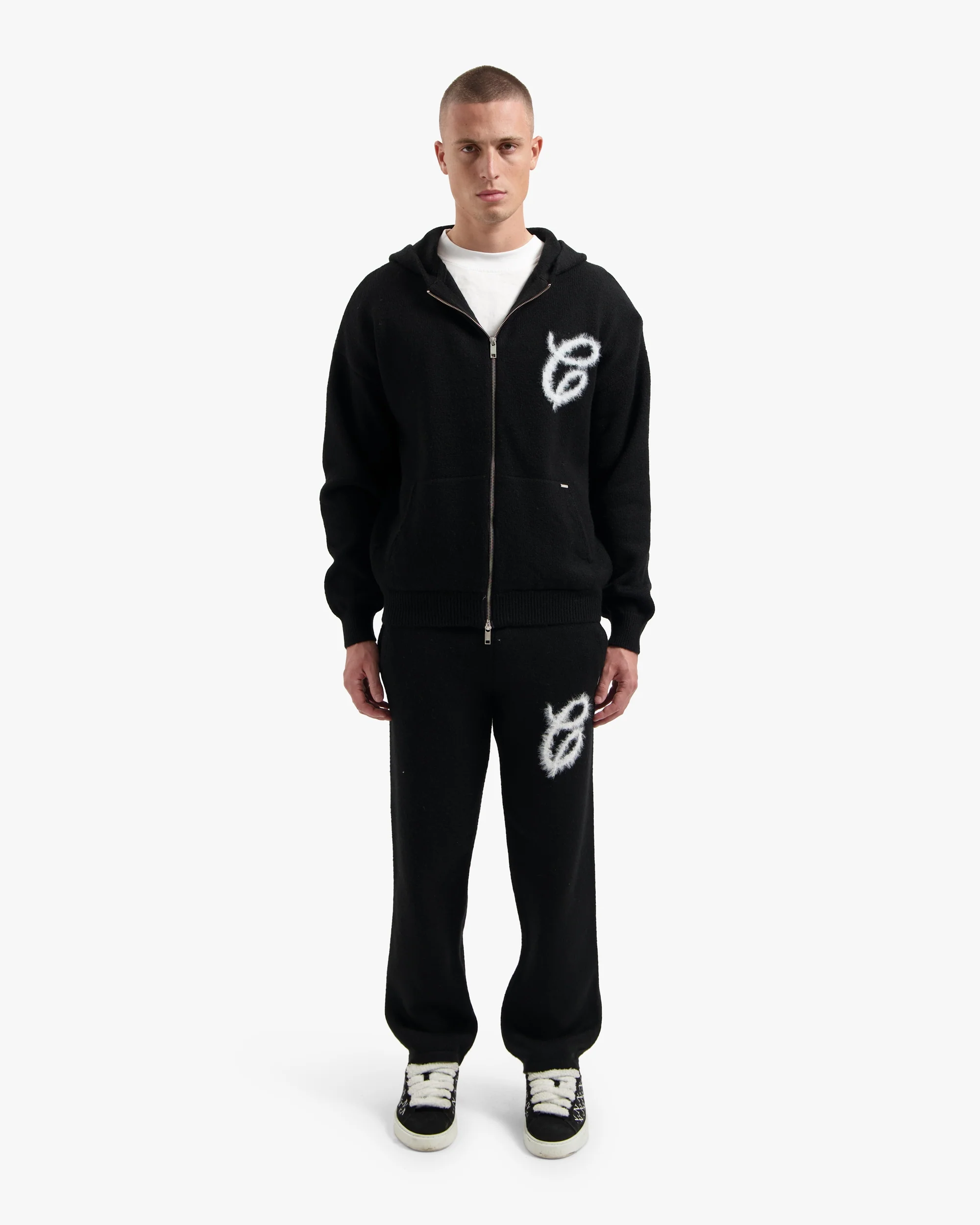 CROYEZ FLUFFY ESSENCE KNIT ZIP-HOODIE | BLACK - Image 5