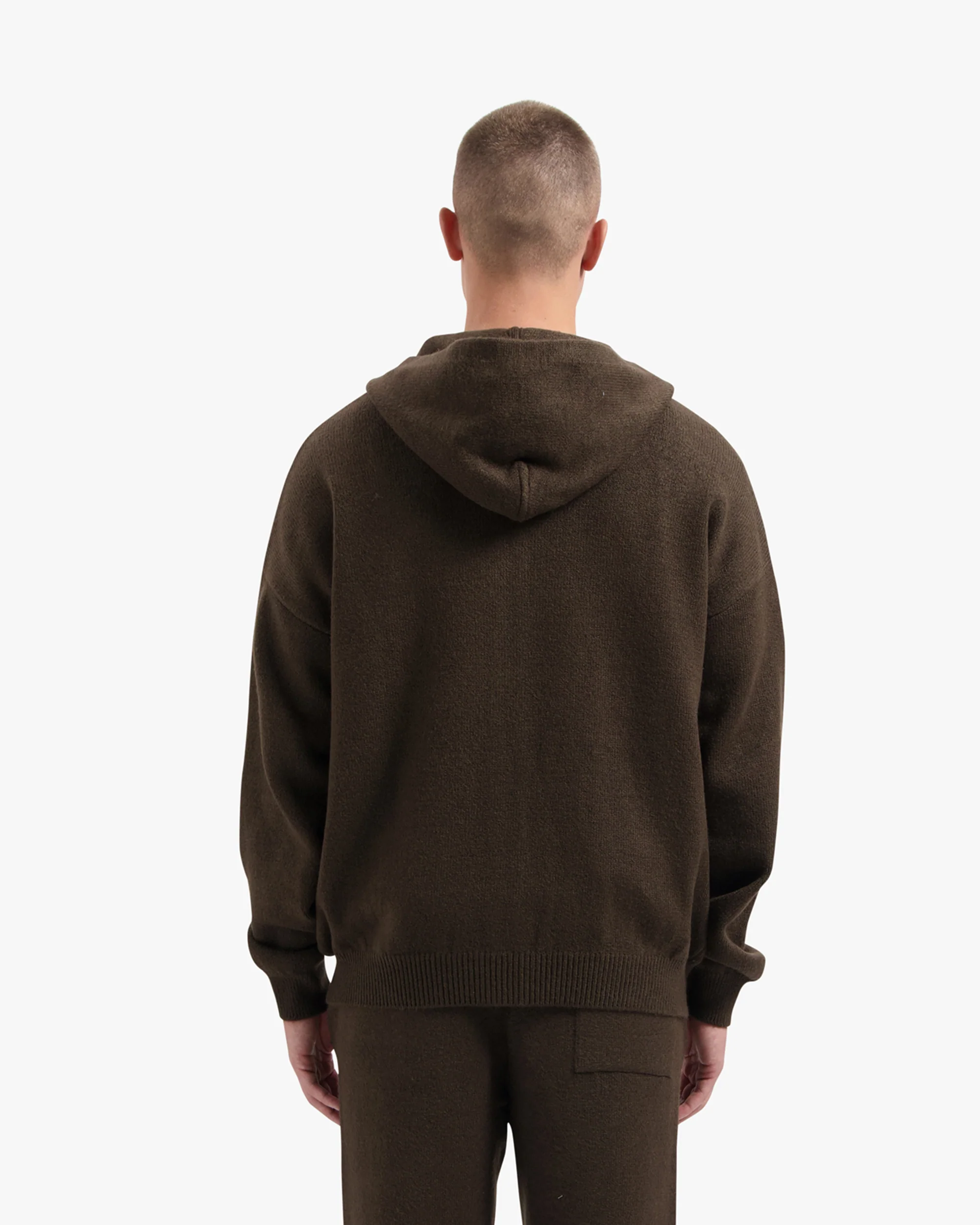 CROYEZ FLUFFY ESSENCE KNIT ZIP-HOODIE | BROWN - Image 4
