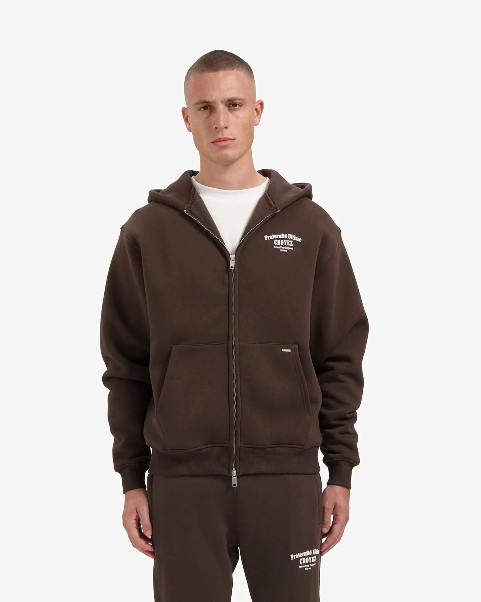CROYEZ FRATERNITÉ ZIP-HOODIE | BROWN - Image 3