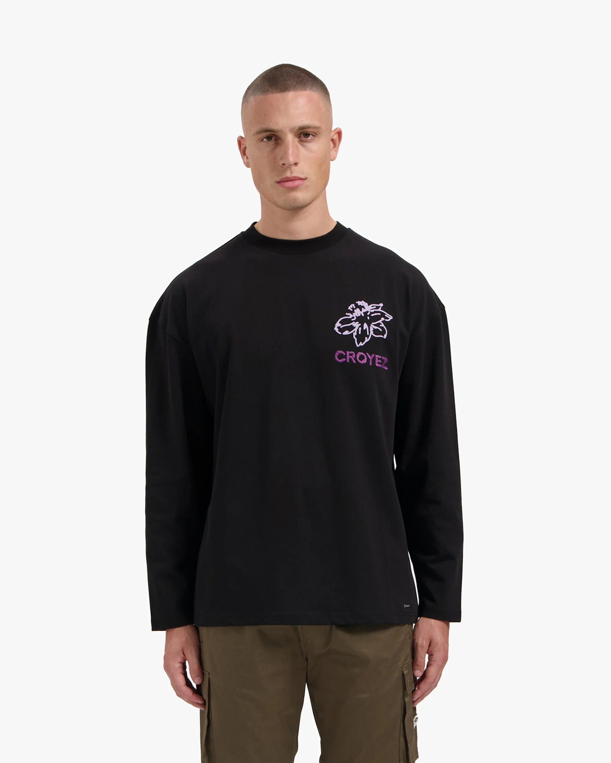 CROYEZ GARDENER LONGSLEEVE T-SHIRT | BLACK/PURPLE - Image 3