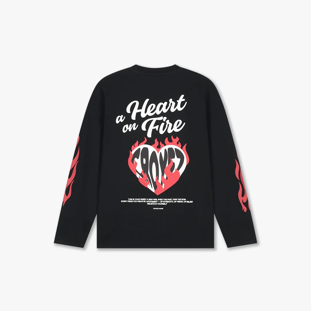 Croyez Heart On Fire Longsleeve | Vintage Black - Image 2