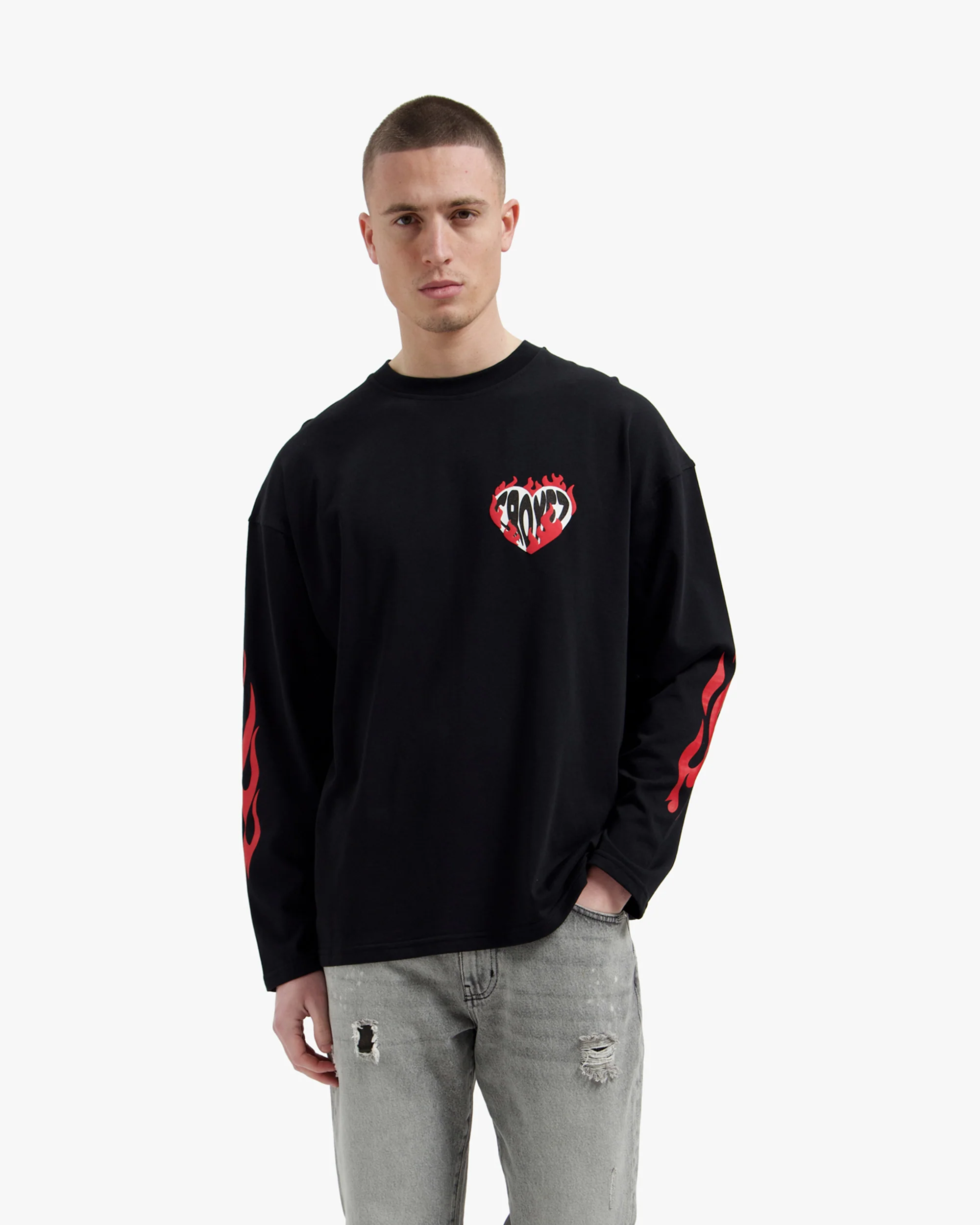 Croyez Heart On Fire Longsleeve | Vintage Black - Image 3