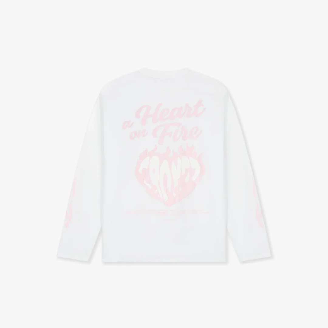 Croyez Heart On Fire Longsleeve | White/Pink - Image 2