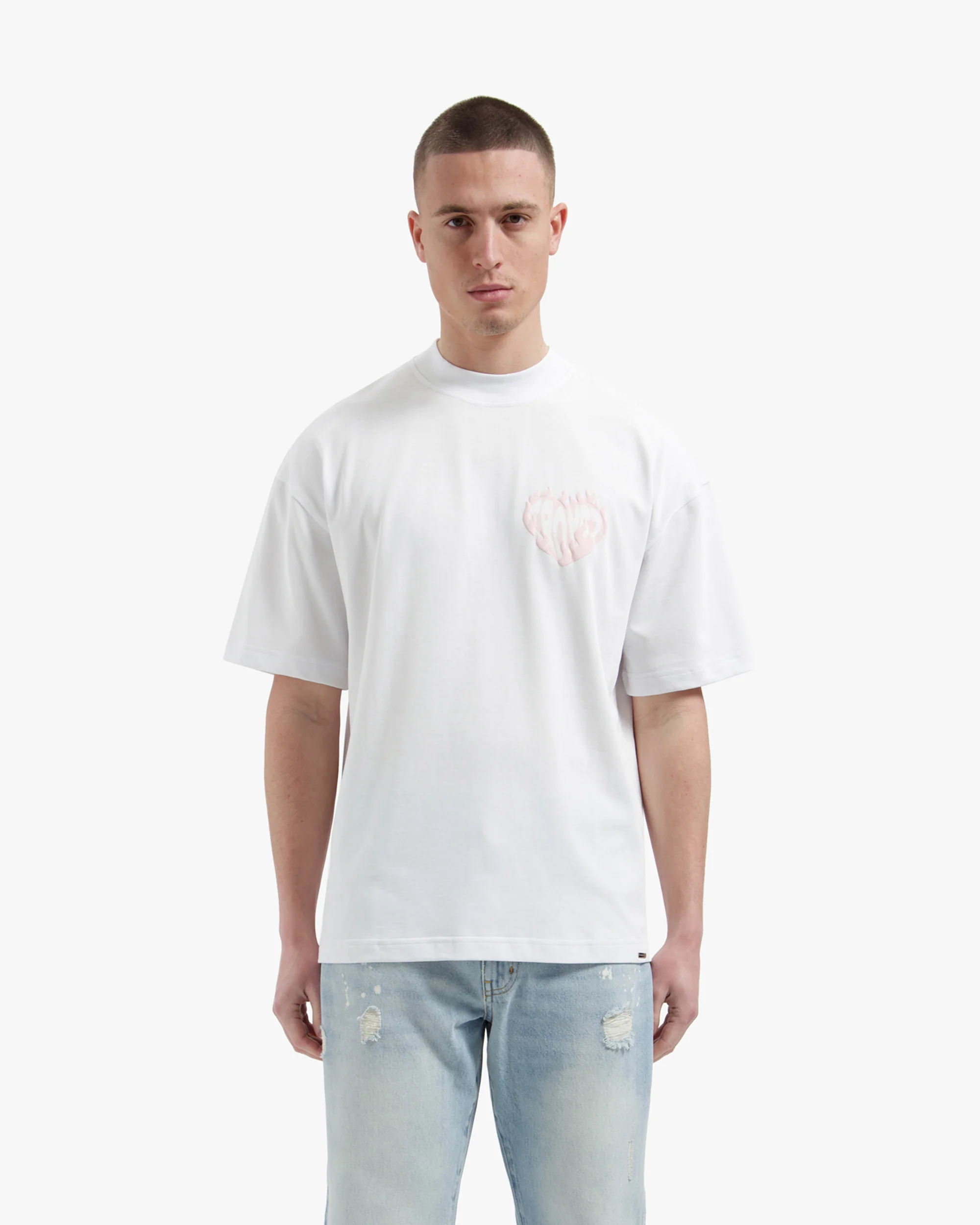 Croyez Heart On Fire T-Shirt | White/Pink - Image 3