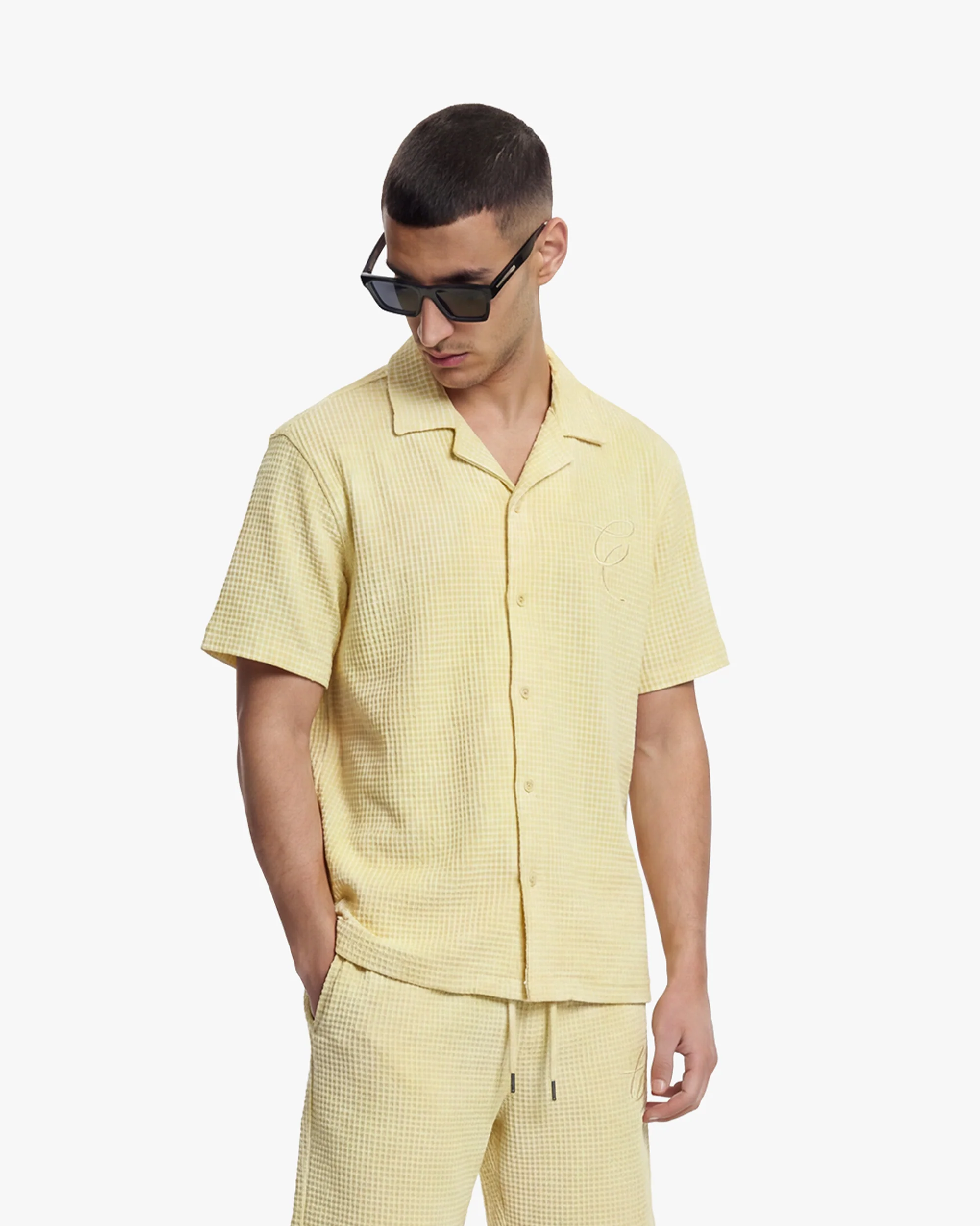 Croyez Initial Waffle Shirt | Butter Yellow - Image 3