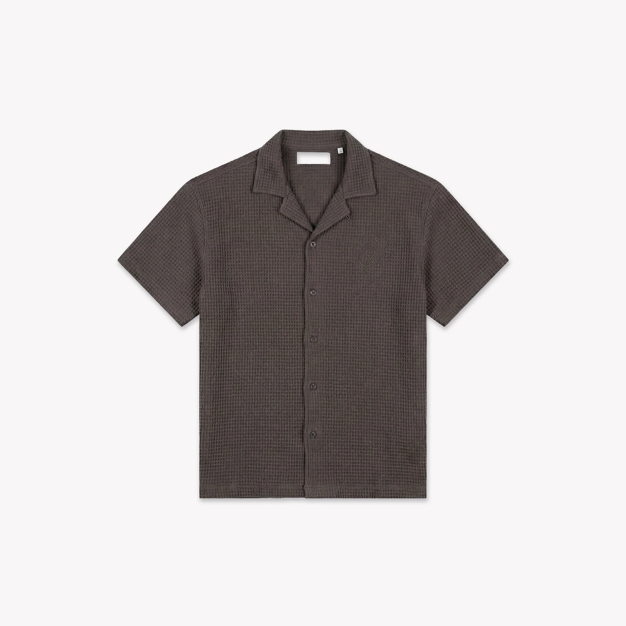 Croyez Initial Waffle Shirt | Washed Brown