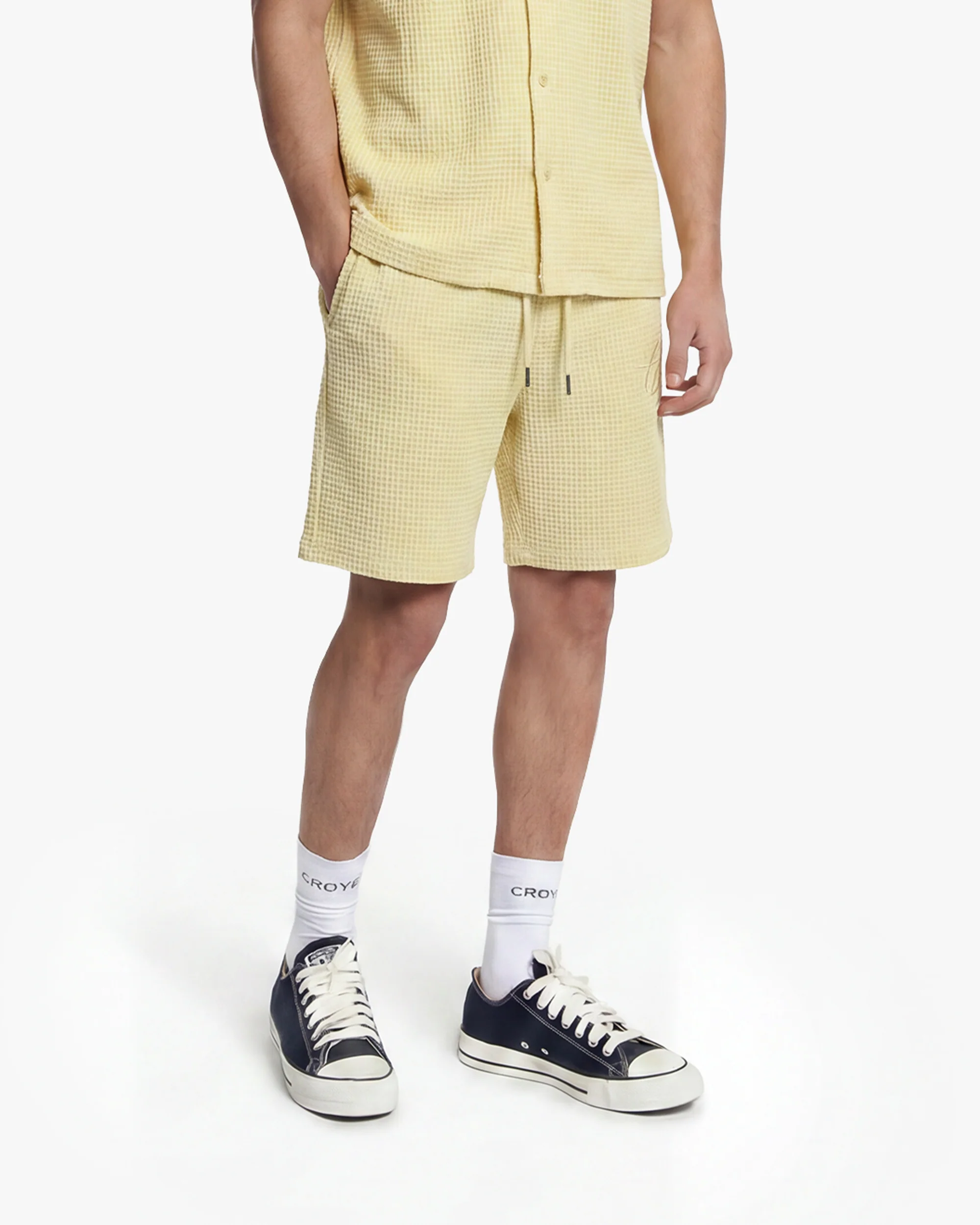 Croyez Initial Waffle Shorts | Butter Yellow - Image 3