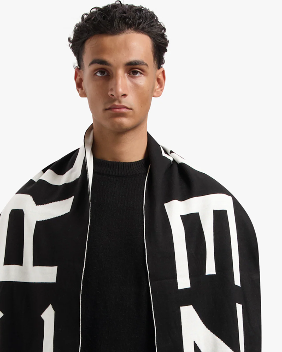 CROYEZ JACQUARD LOGO SCARF | BLACK/OFF-WHITE - Image 5
