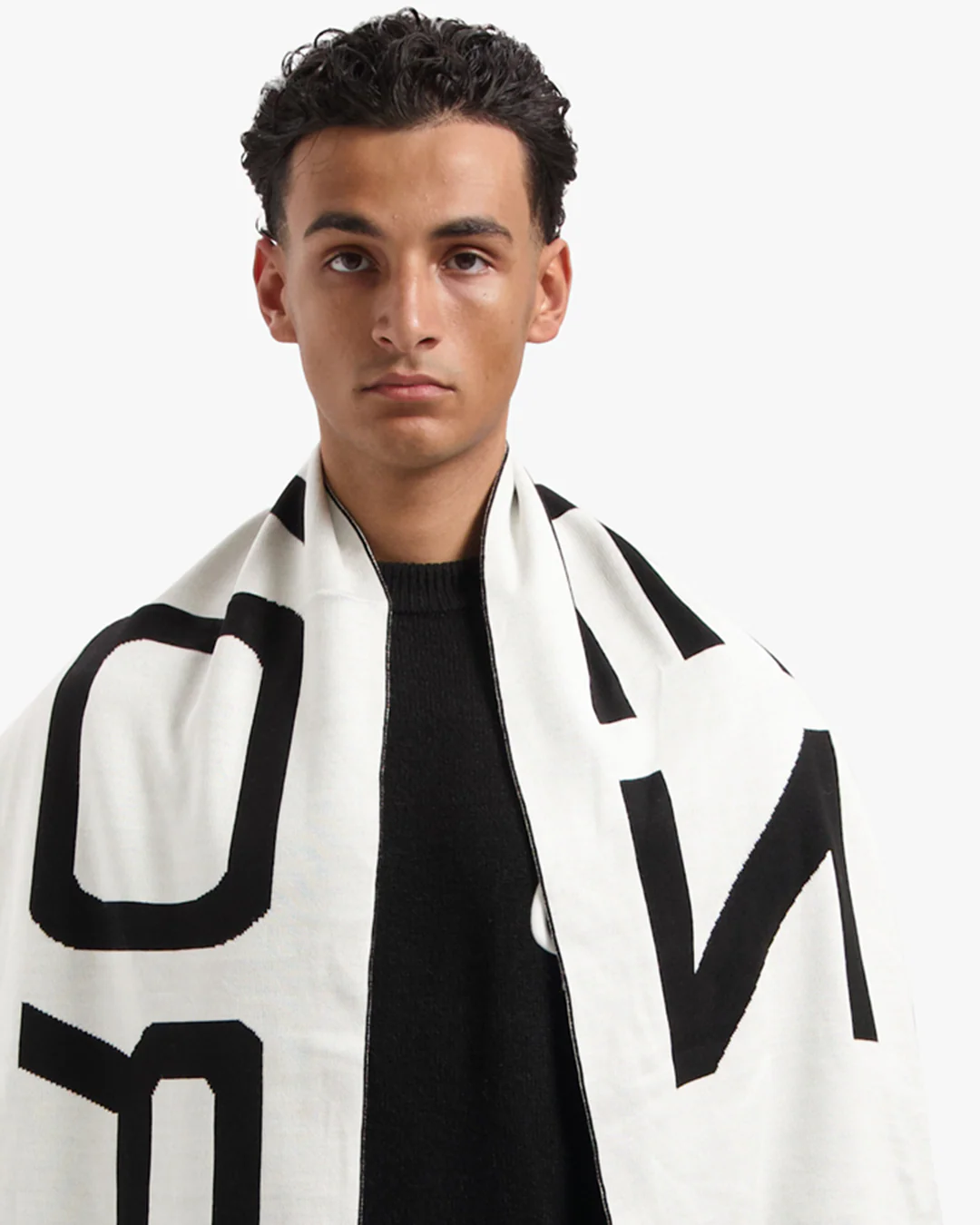 CROYEZ JACQUARD LOGO SCARF | BLACK/OFF-WHITE - Image 6