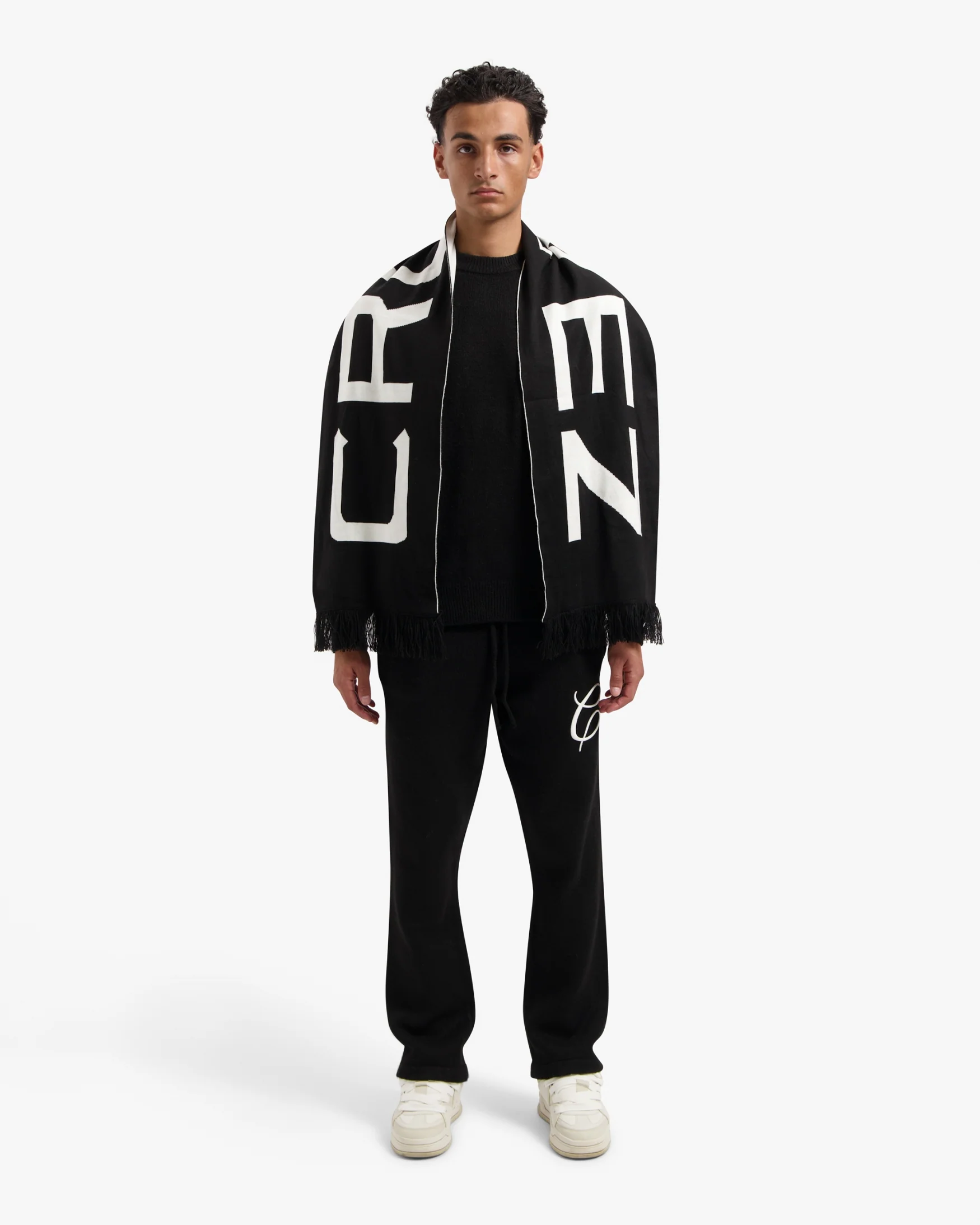 CROYEZ JACQUARD LOGO SCARF | BLACK/OFF-WHITE - Image 8